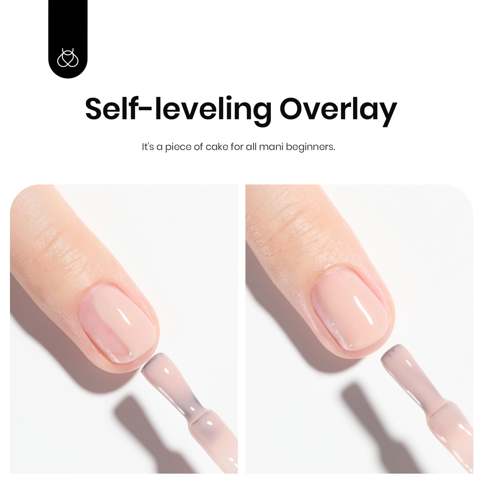 Step by step application guide for the Beetles 5-in-1 color base gel nail polish showing lamp curing