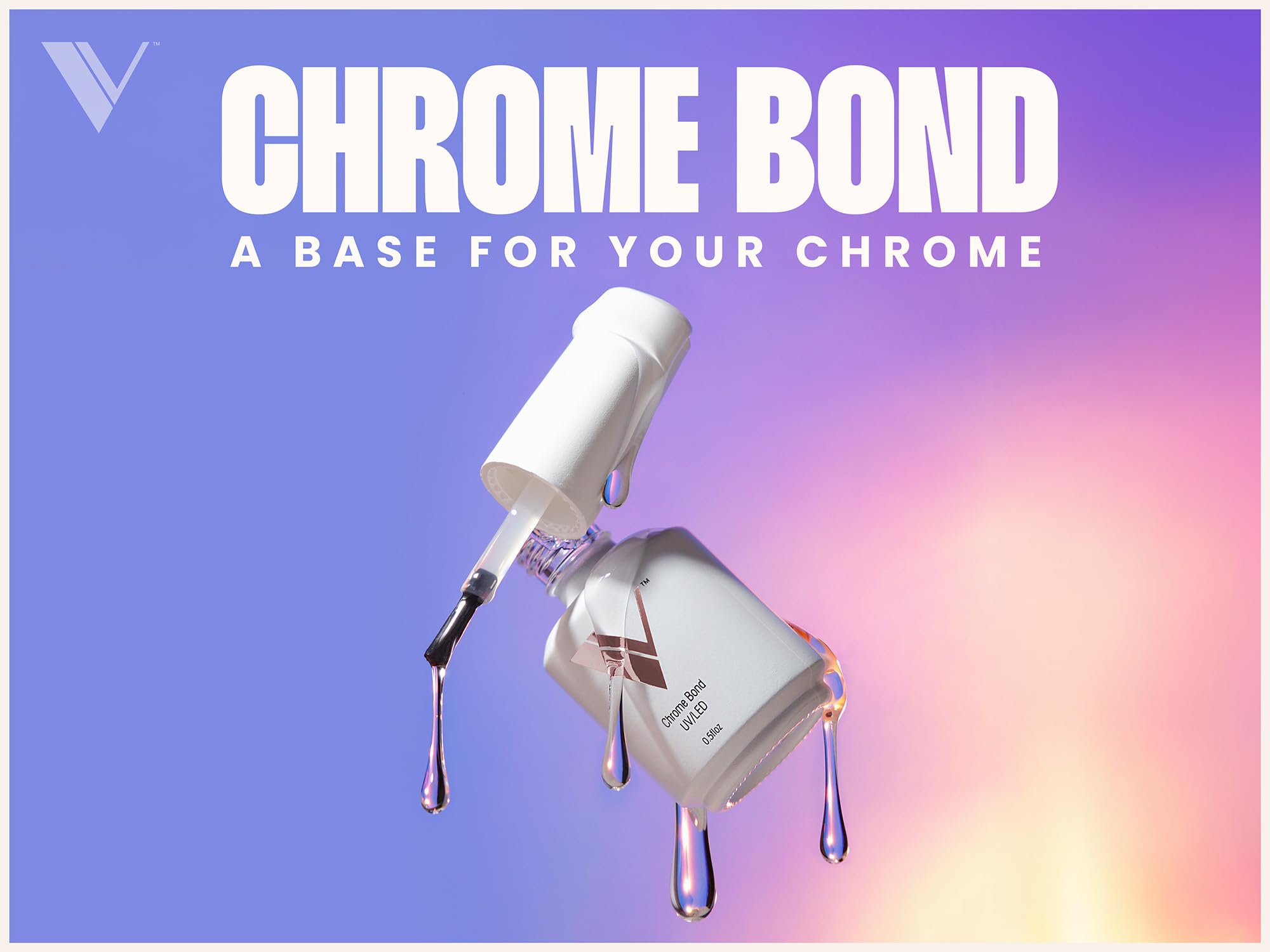 V Beauty Pure Chrome Base Coat gel polish bottle positioned upright for professional nail styling.