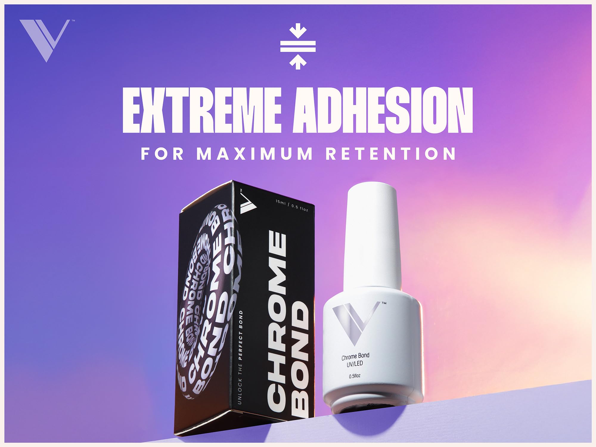 Close up look of V Beauty Pure beginner friendly chrome bond base gel package design.