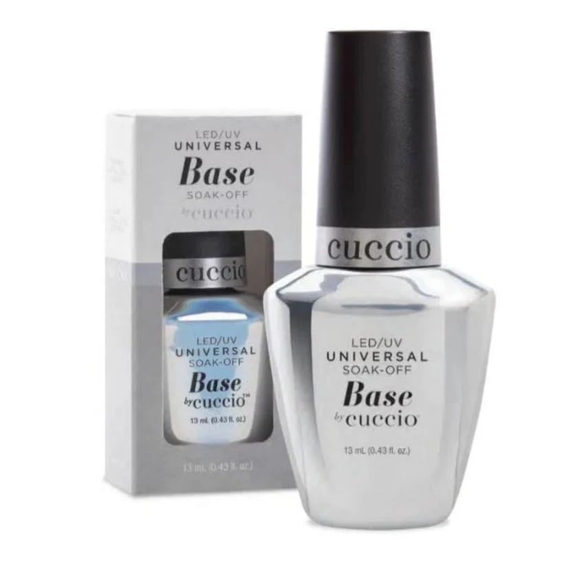 Cuccio soak off base coat and brush on builder duo pack showing liquid volume detail
