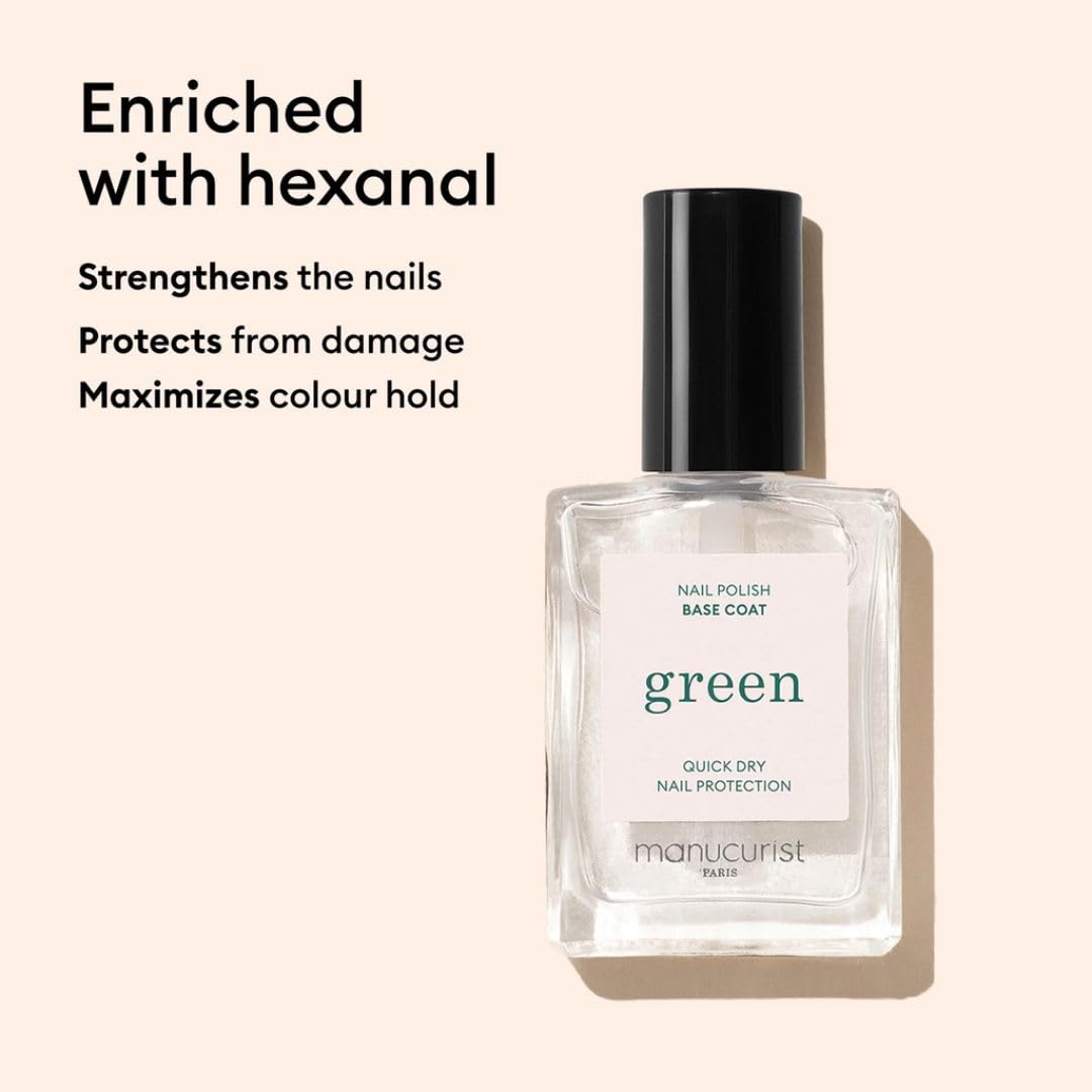 French made clean beauty non toxic nail polish base coat ingredients display.