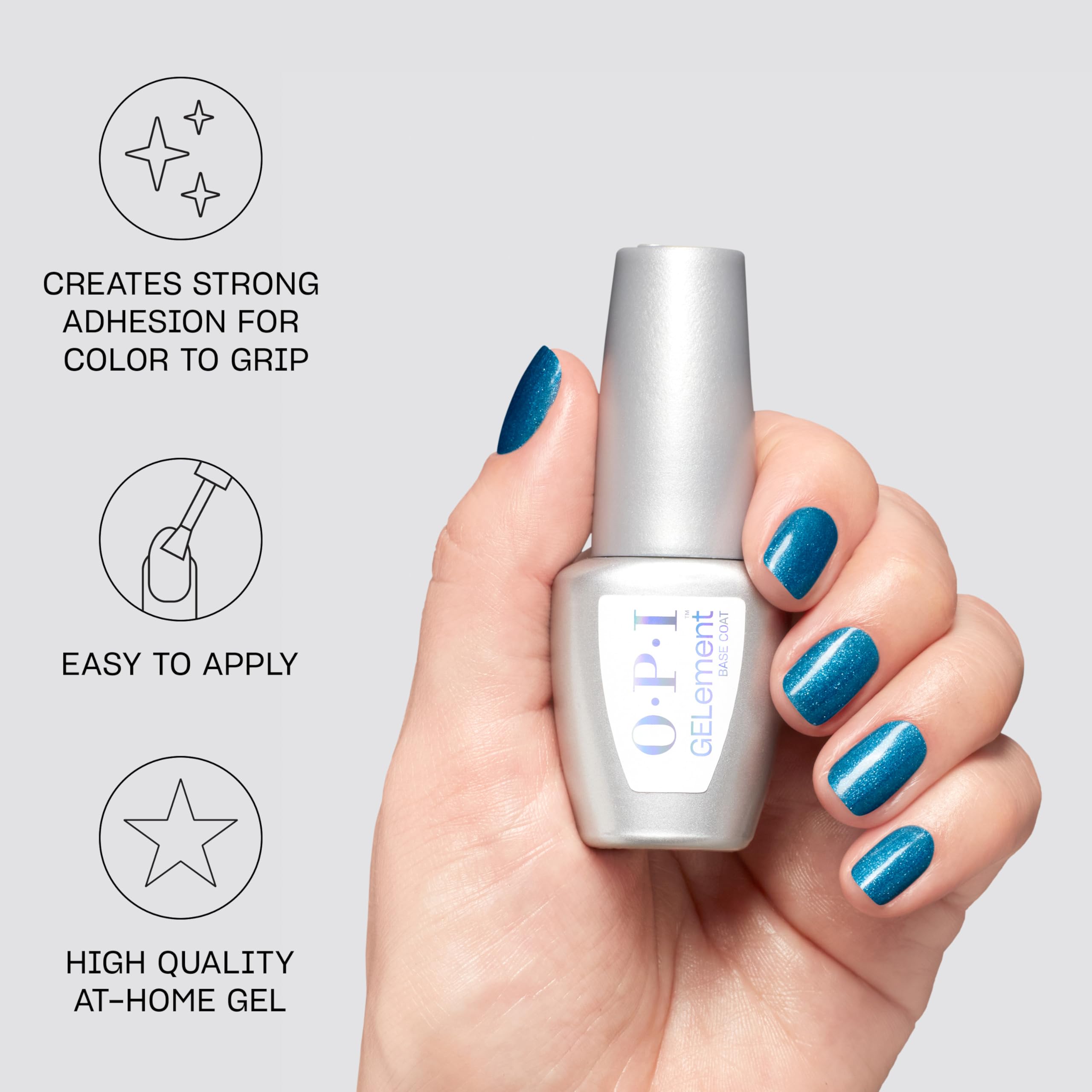 OPI GELement No-Cleanse Top Coat bottle highlighting the high-shine seal for at-home gel nails