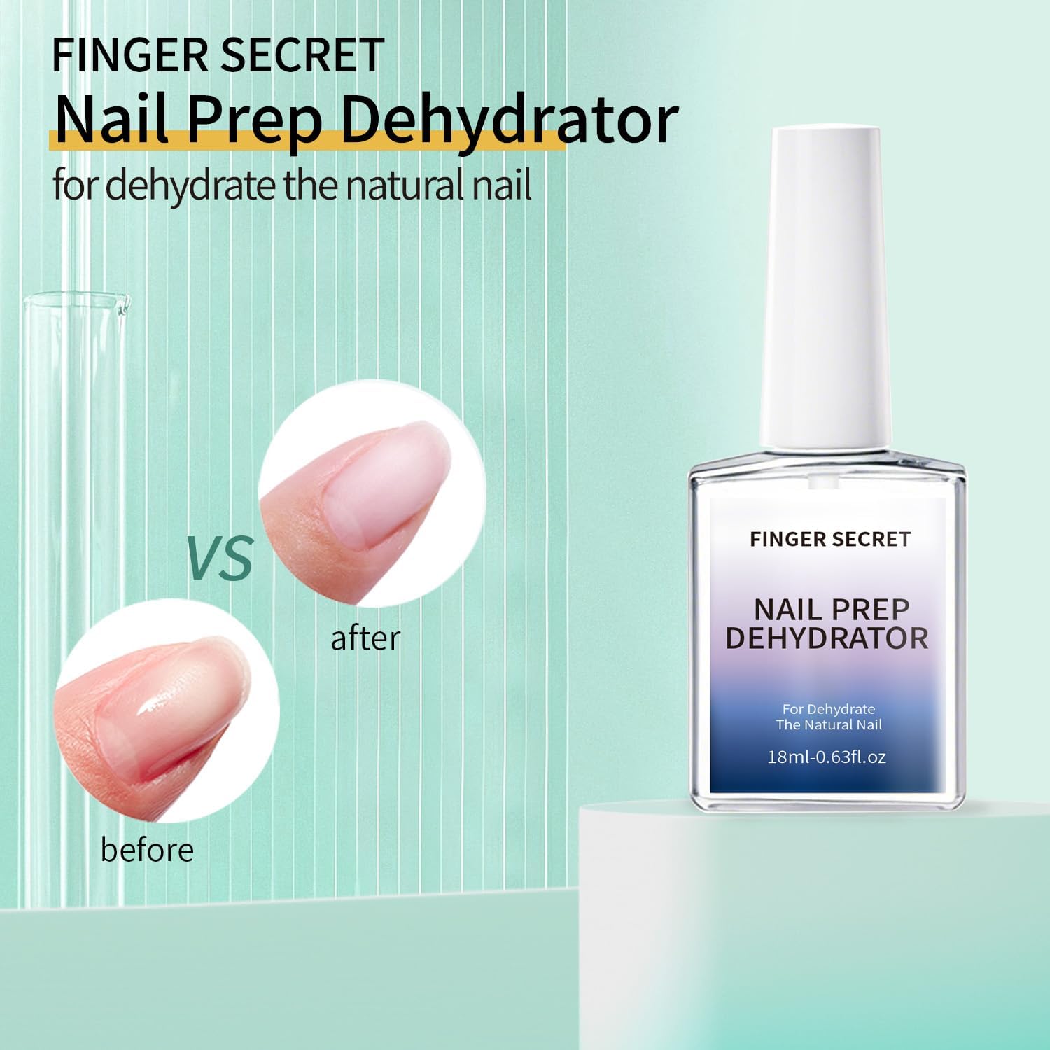 Finger Secret fast drying nail bonder application on a natural nail surface