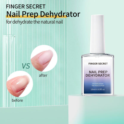 Finger Secret fast drying nail bonder application on a natural nail surface