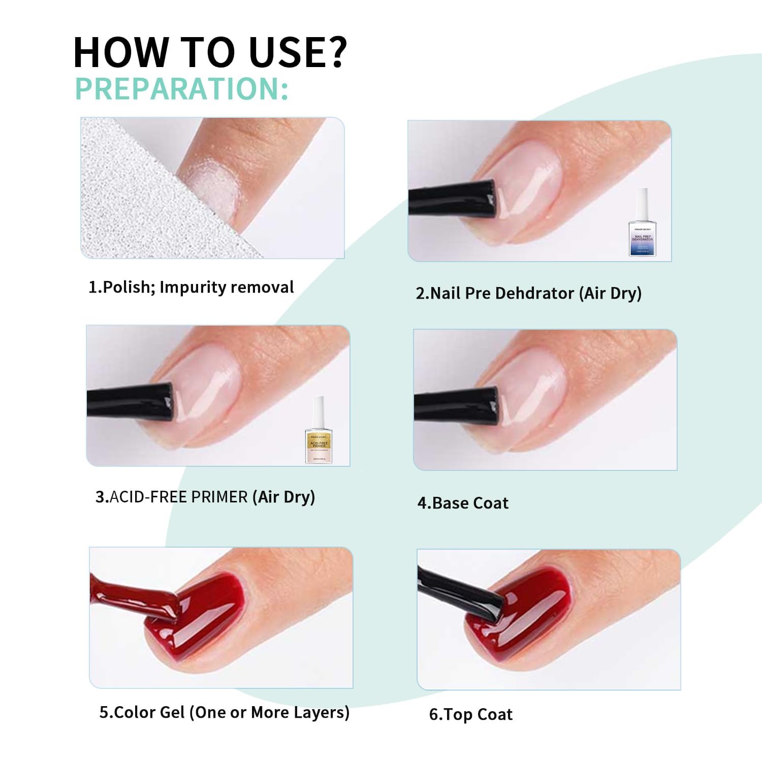 Premium 18ml professional nail dehydrator bottle with applicator brush extended