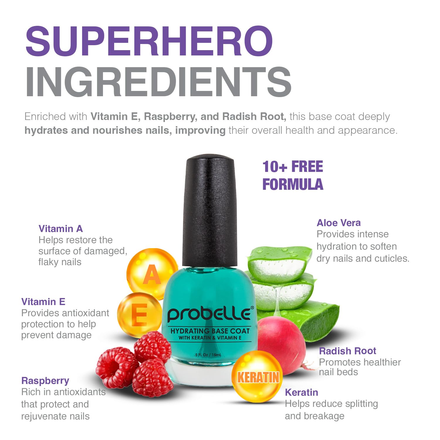 Probelle vegan nail moisturizer packaging showing ingredients for breaking nails