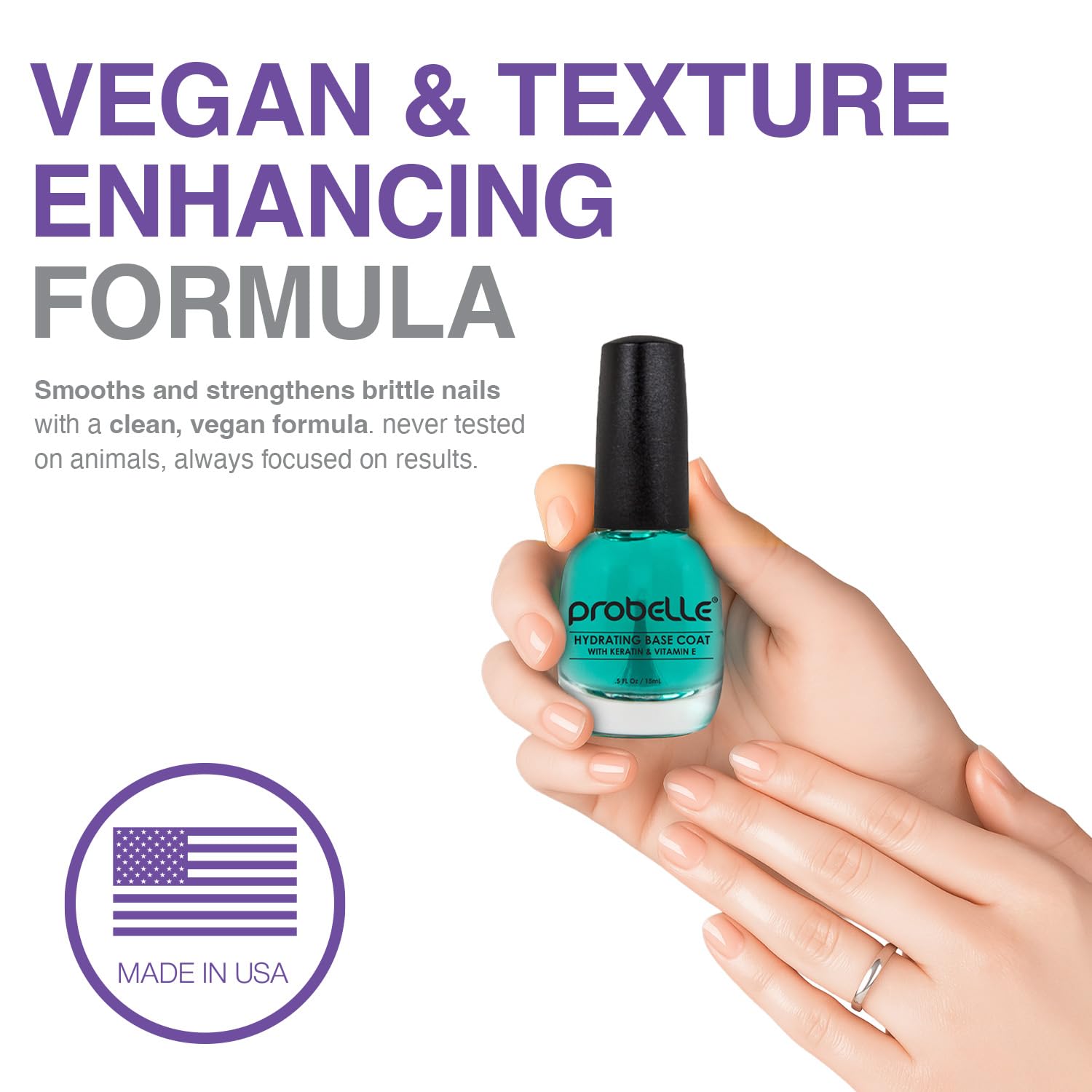 Clear liquid base coat by Probelle for restoring dehydrated nail flexibility