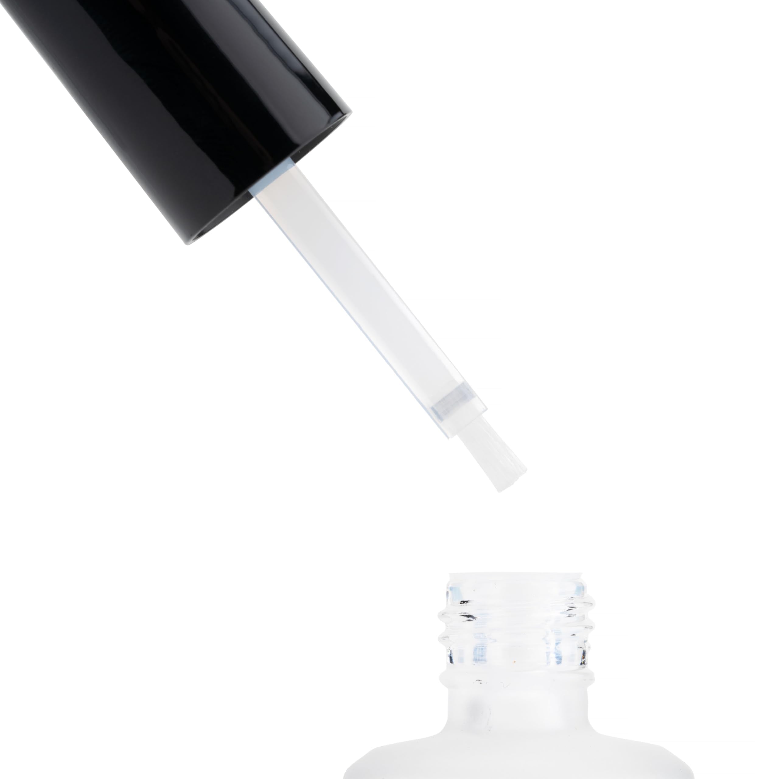 Aprés nail prep liquid bottle cap off displaying the built-in applicator brush