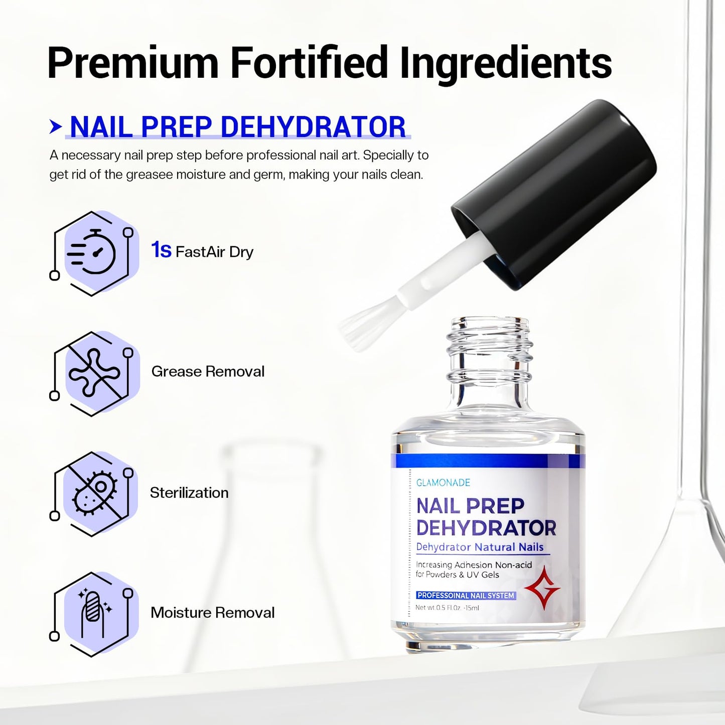 Glamonade acid-free dehydrator for natural nail preparation
