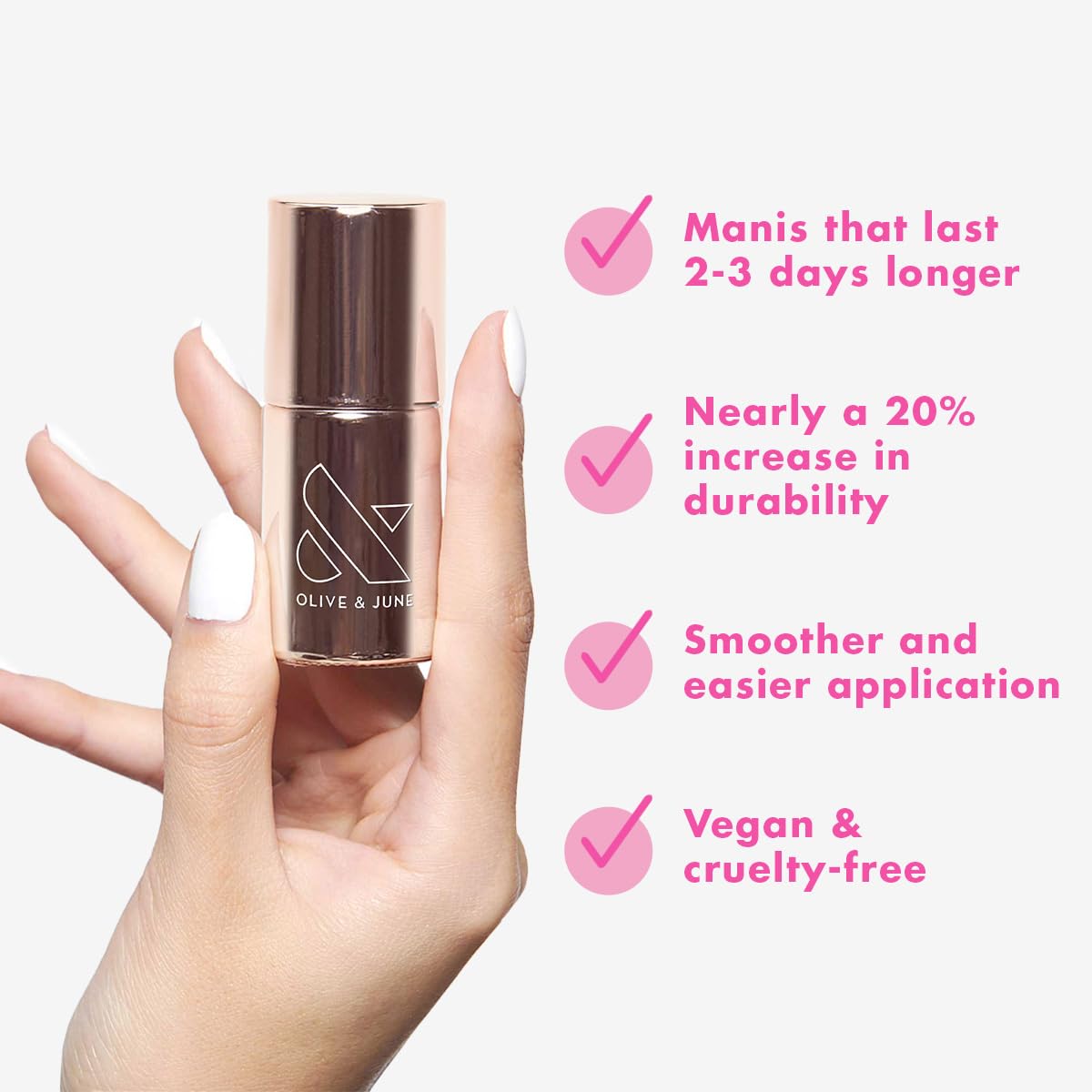 At-home manicure preparation using Olive & June nail primer