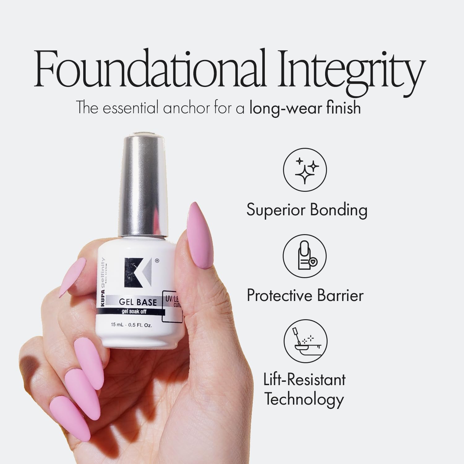 KUPA GelFinity professional nail foundation bottle showcasing fifteen milliliters size