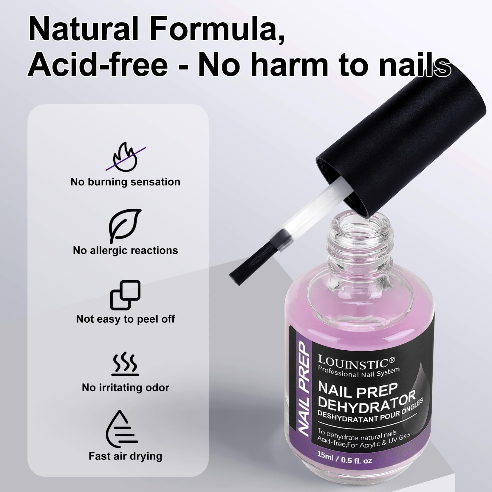 Professional nail technician using Louinstic dehydrator on natural nails