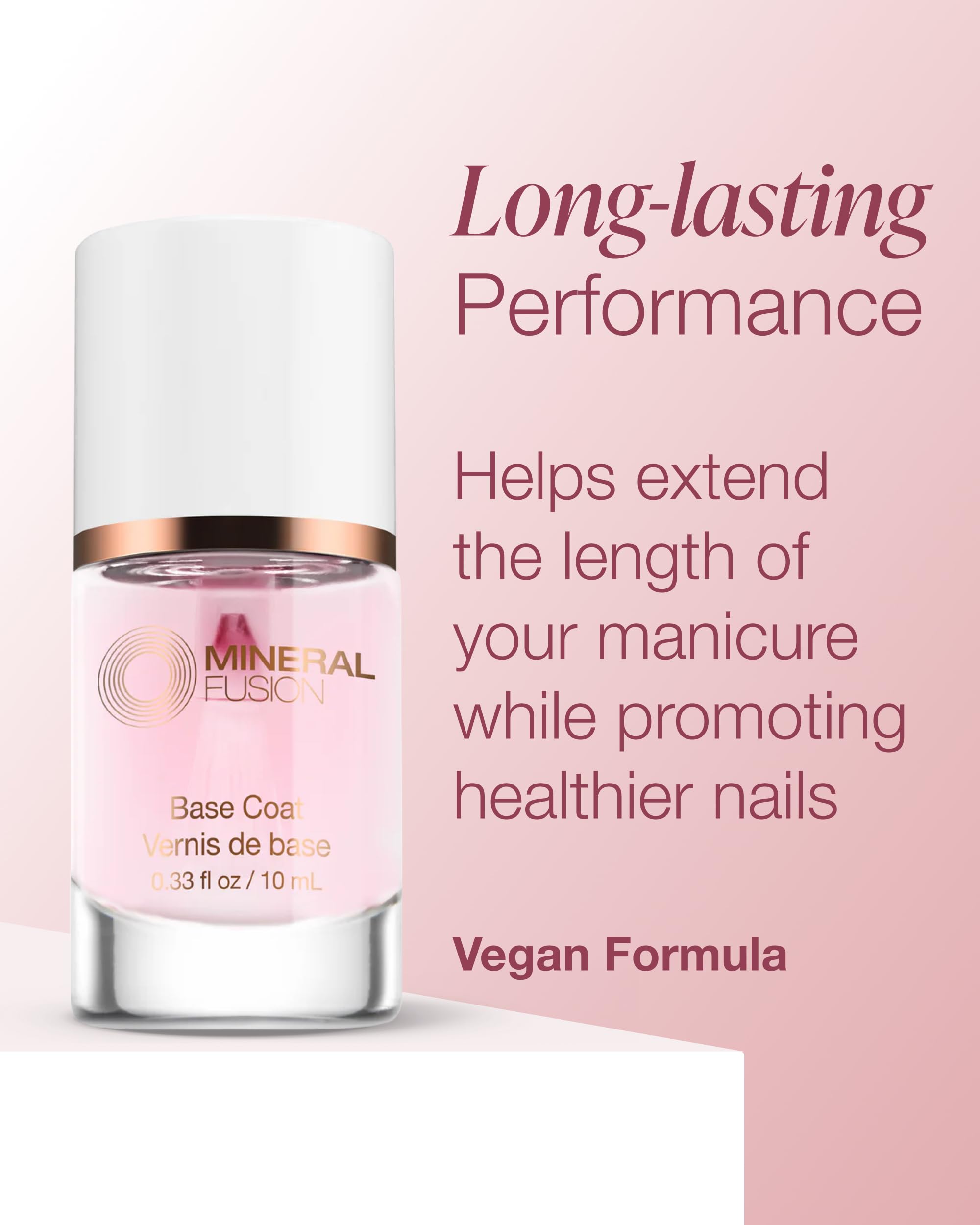 Mineral Fusion vegan base coat nail treatment formula showing the application brush