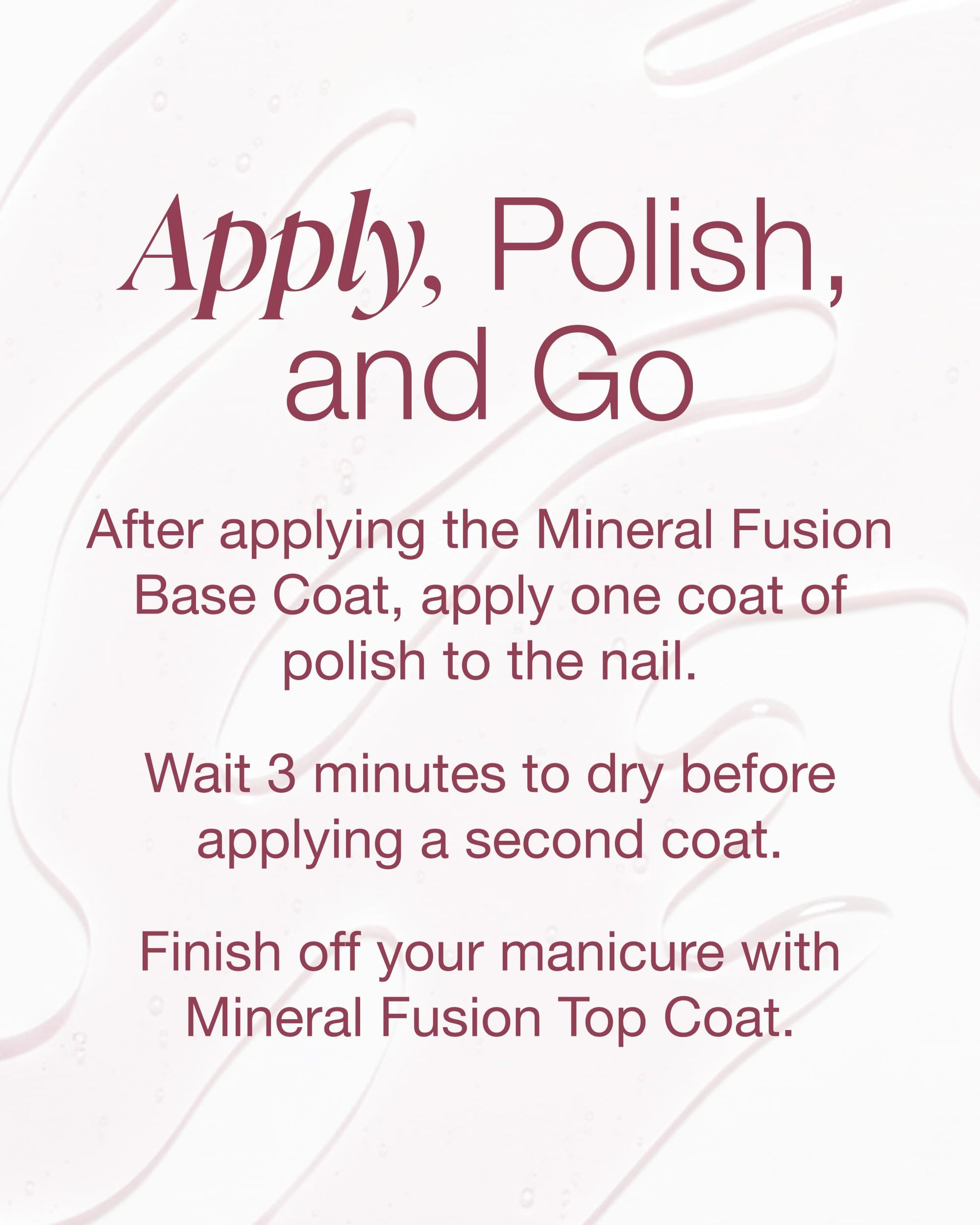 Mineral Fusion long lasting base coat applied as a smooth layer on natural nails