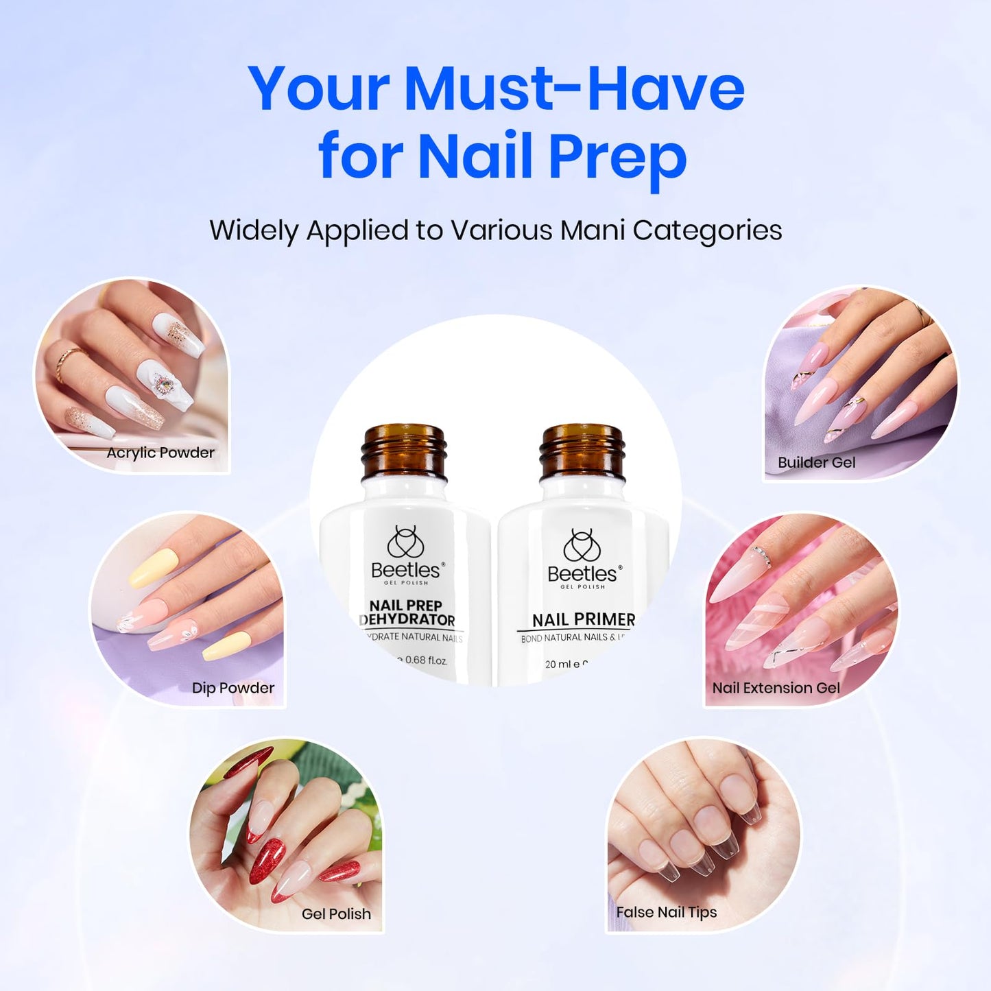 Beetles high adhesion long lasting nail prep system packaging display