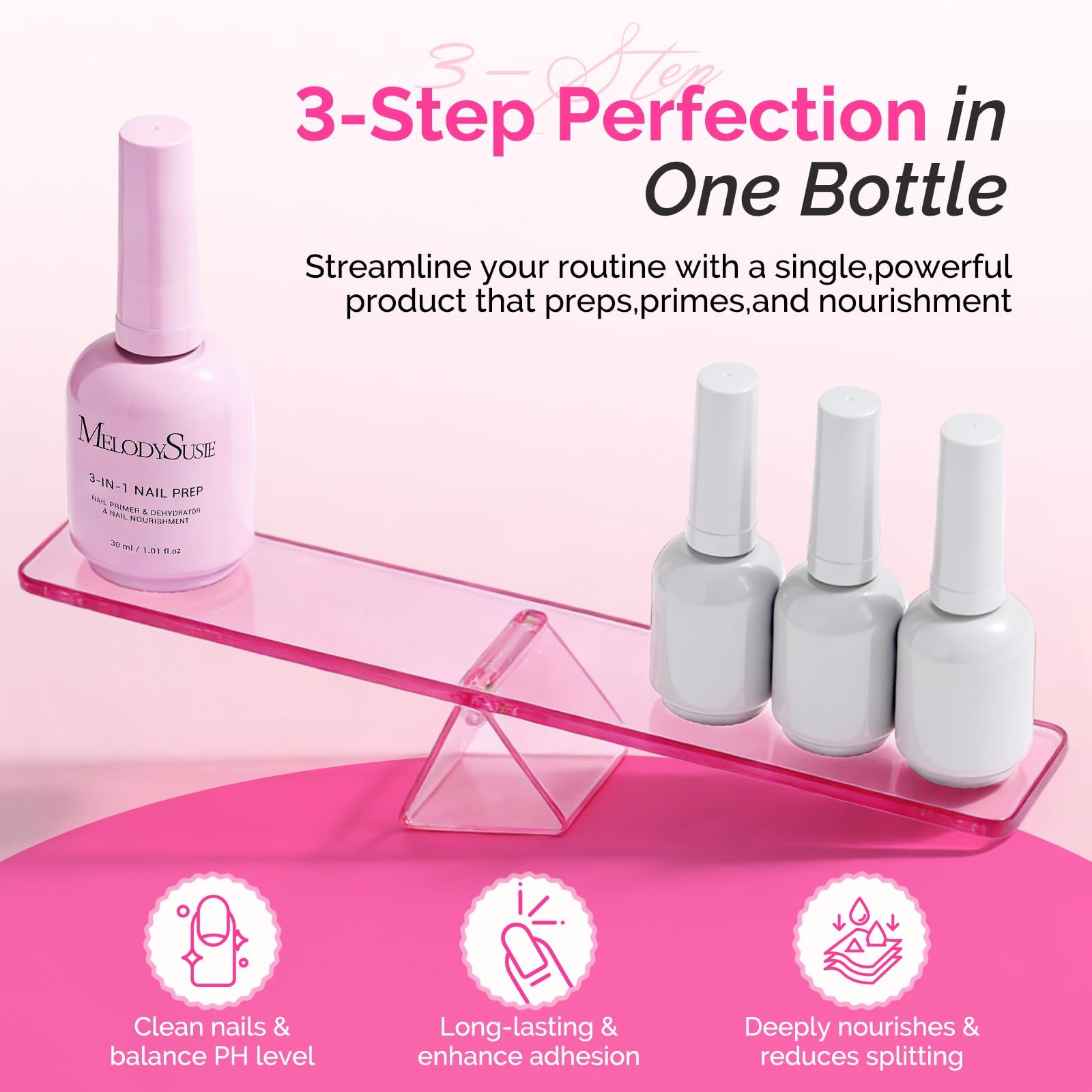 Close up of MelodySusie professional nail prep liquid bottle