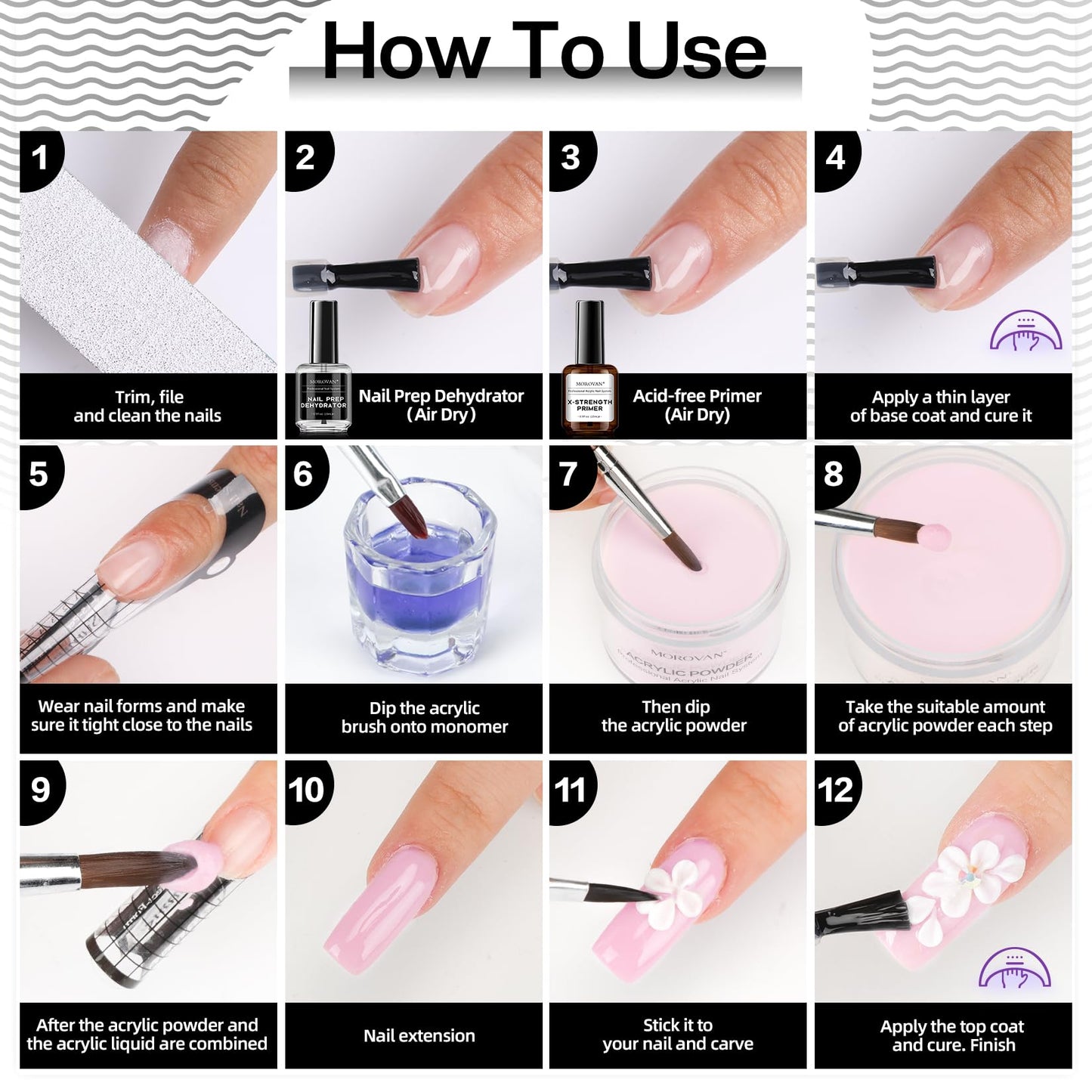 Morovan zero burn liquid nail dehydrator and double sided adhesive strength primer