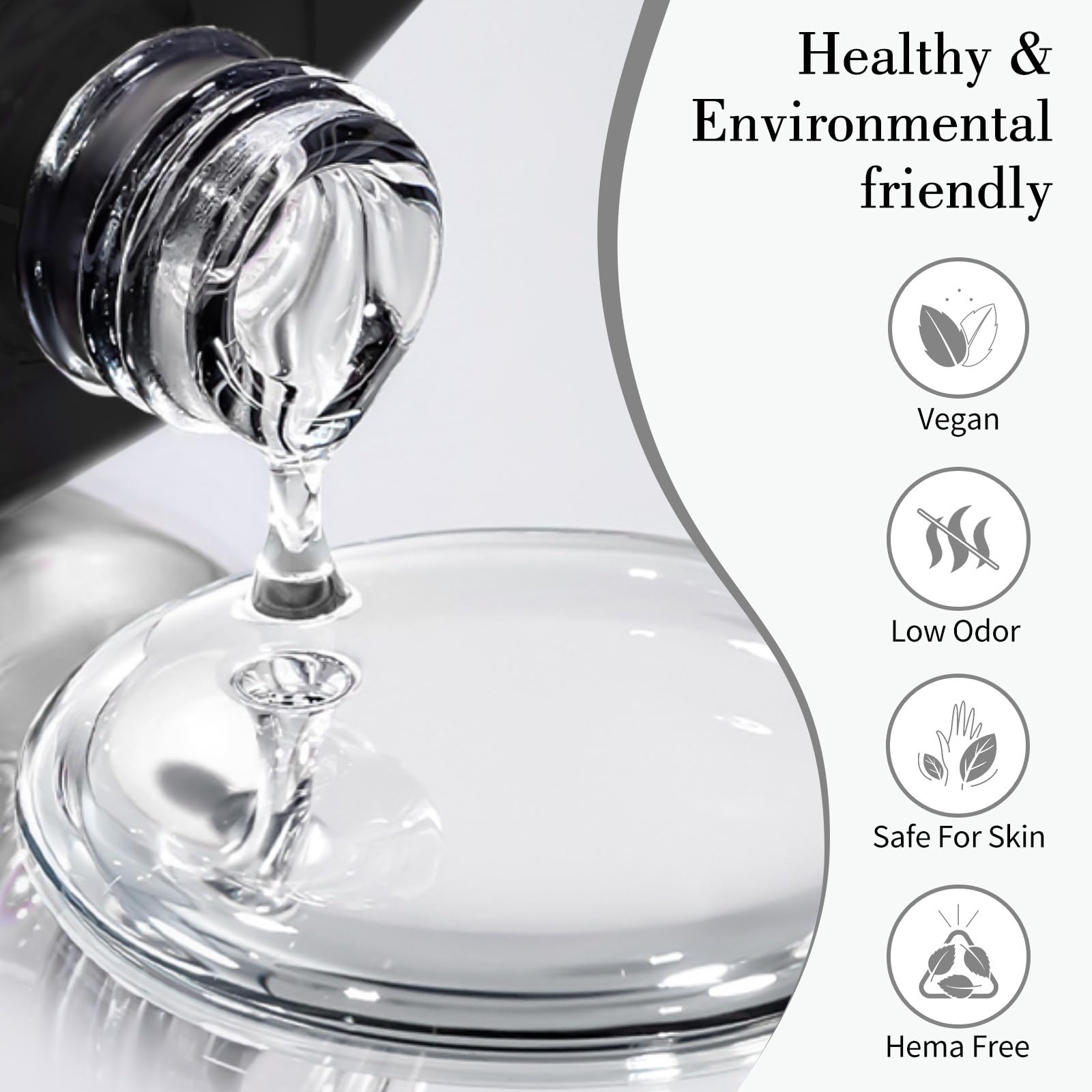 Clear gel base liquid being brushed smoothly onto a clean natural fingernail