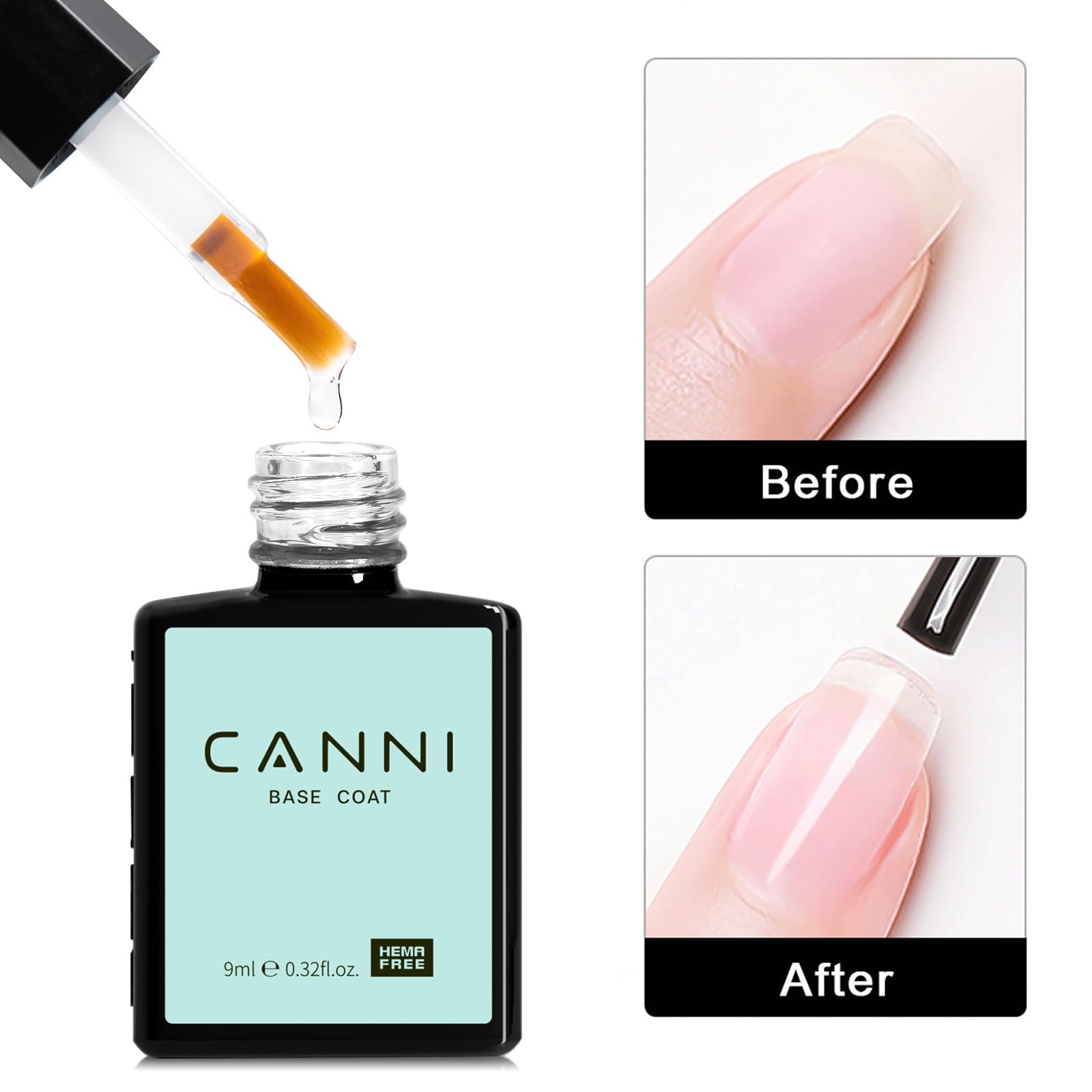 Low-viscosity clear layer formula showing smooth texture on the brush applicator