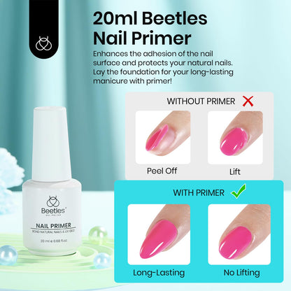 Beetles Hema free nail bond primer demonstrating the short bristle precision brush application.