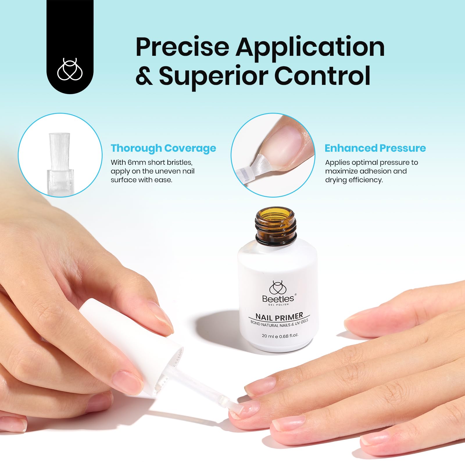Professional nail preparation sequence using the Beetles air dry bonding agent on natural nails.