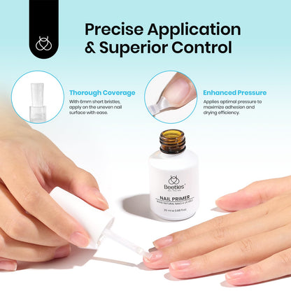 Professional nail preparation sequence using the Beetles air dry bonding agent on natural nails.