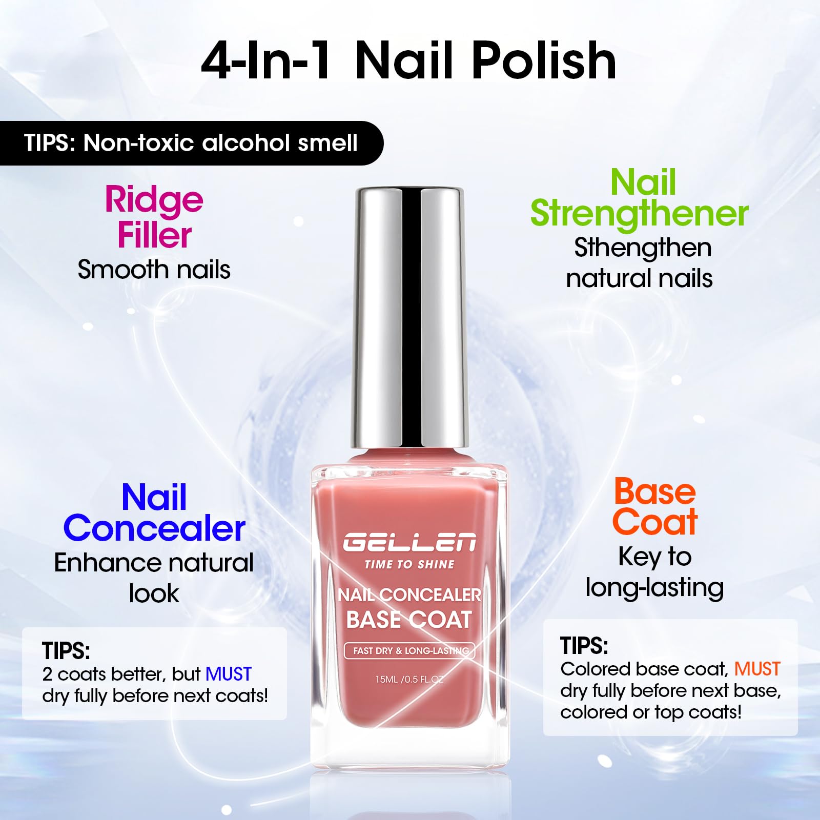 Sheer dusty rose pink nail concealer polish showing the smooth glossy finish on natural nails.