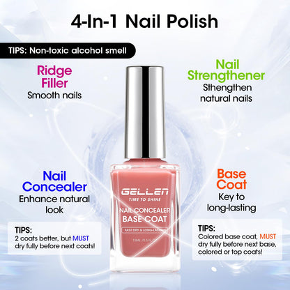 Sheer dusty rose pink nail concealer polish showing the smooth glossy finish on natural nails.