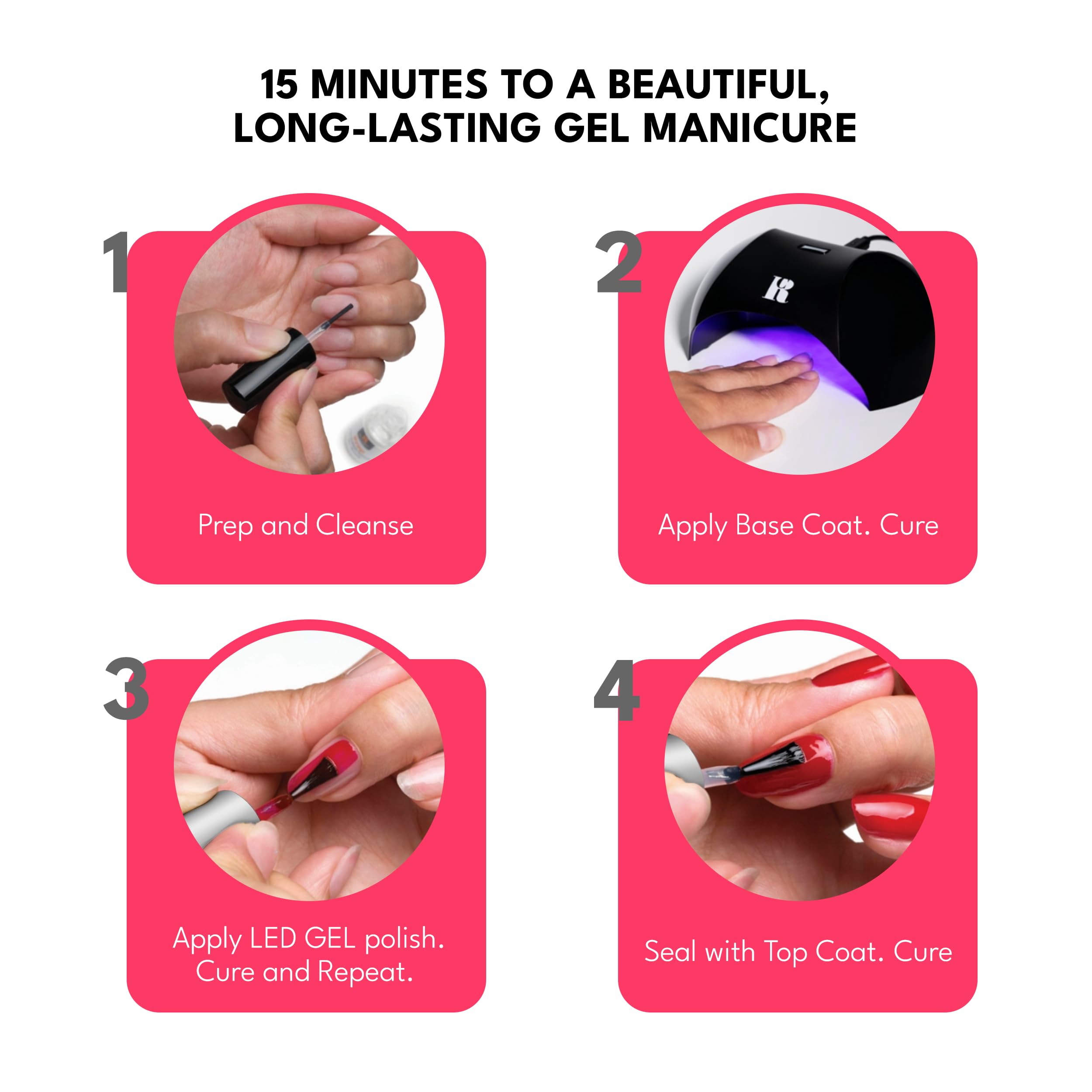 Long lasting chip resistant LED gel manicure foundation layer application