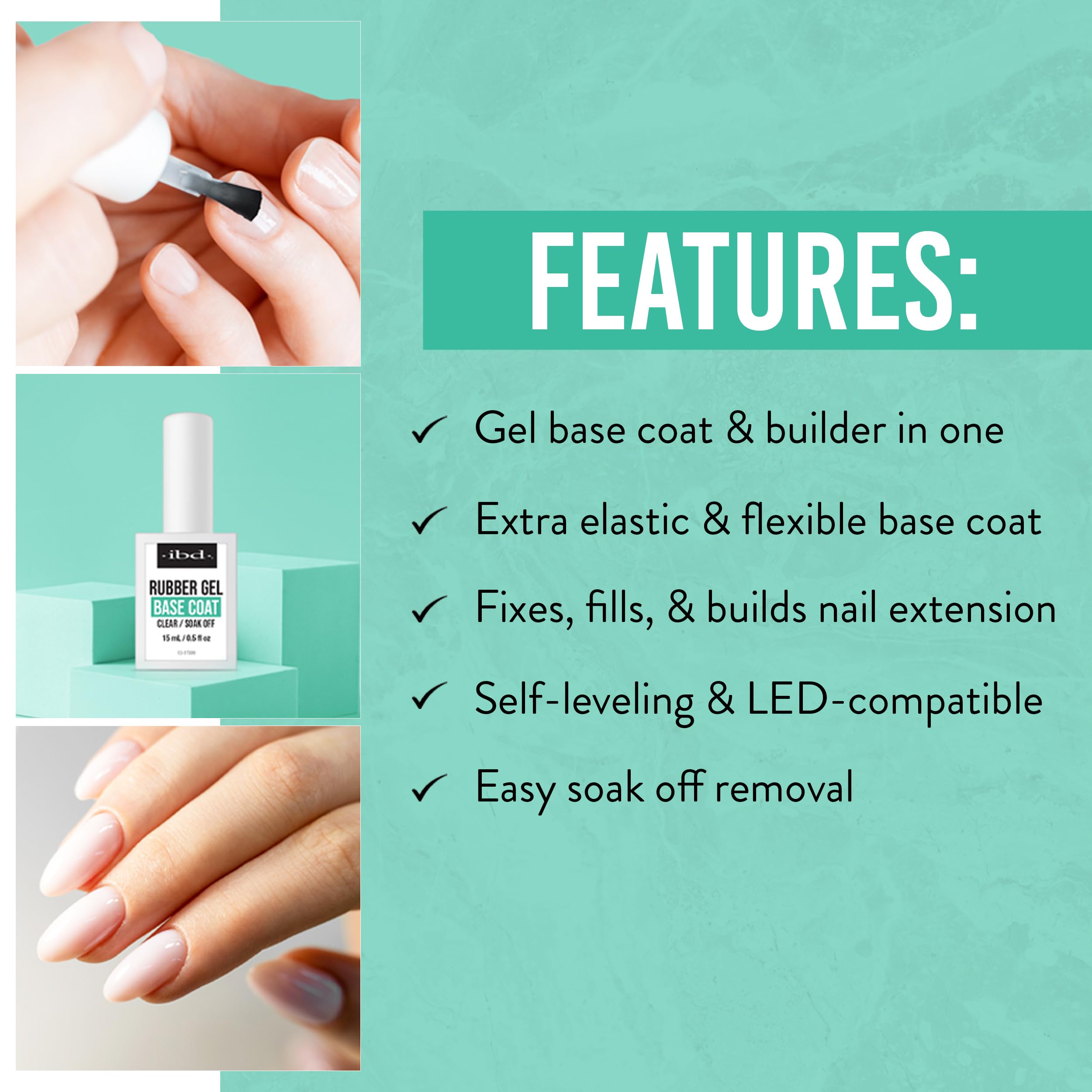 IBD strengthening base gel bottle emphasizing the professional salon quality look