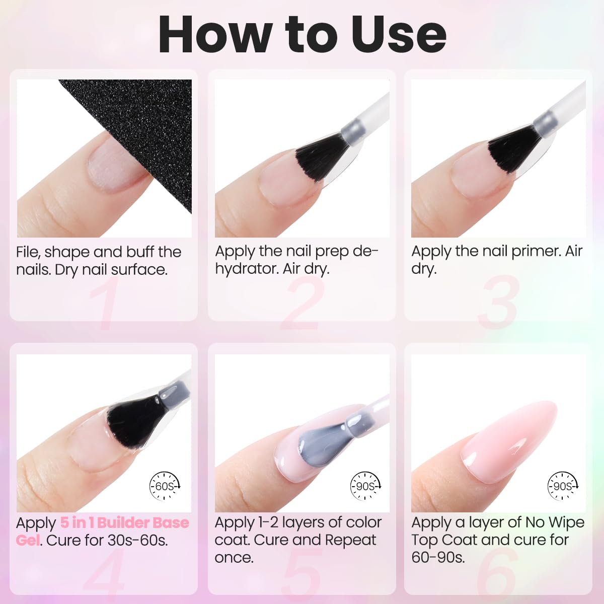 Finished shiny salon style glossy nails created using the non toxic thickening gel foundation
