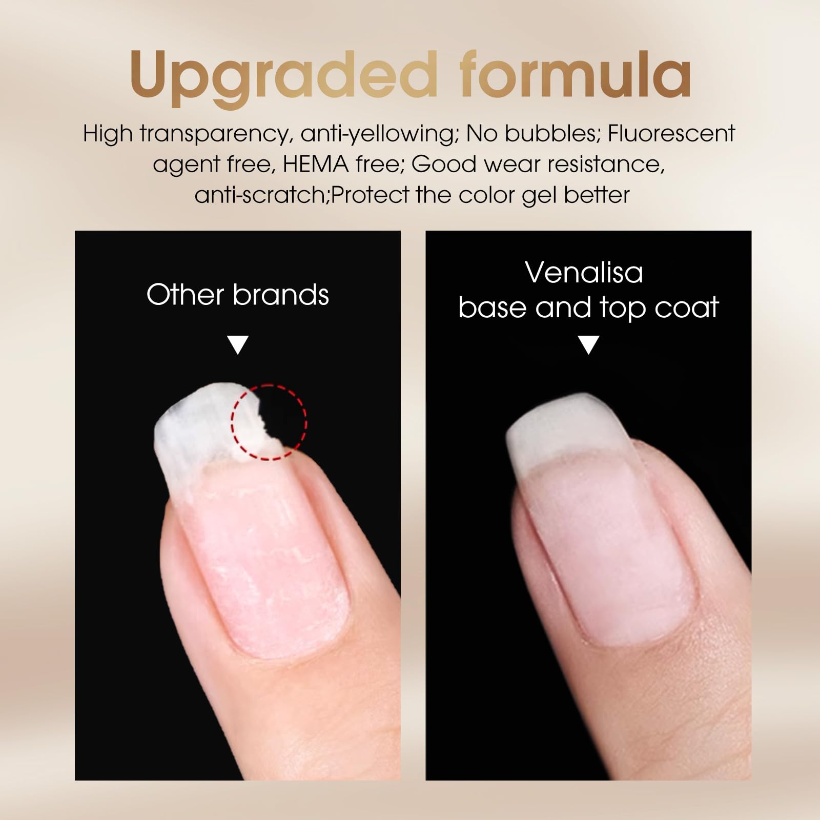 Clear gel application brush demonstrating smooth self leveling consistency of nail base