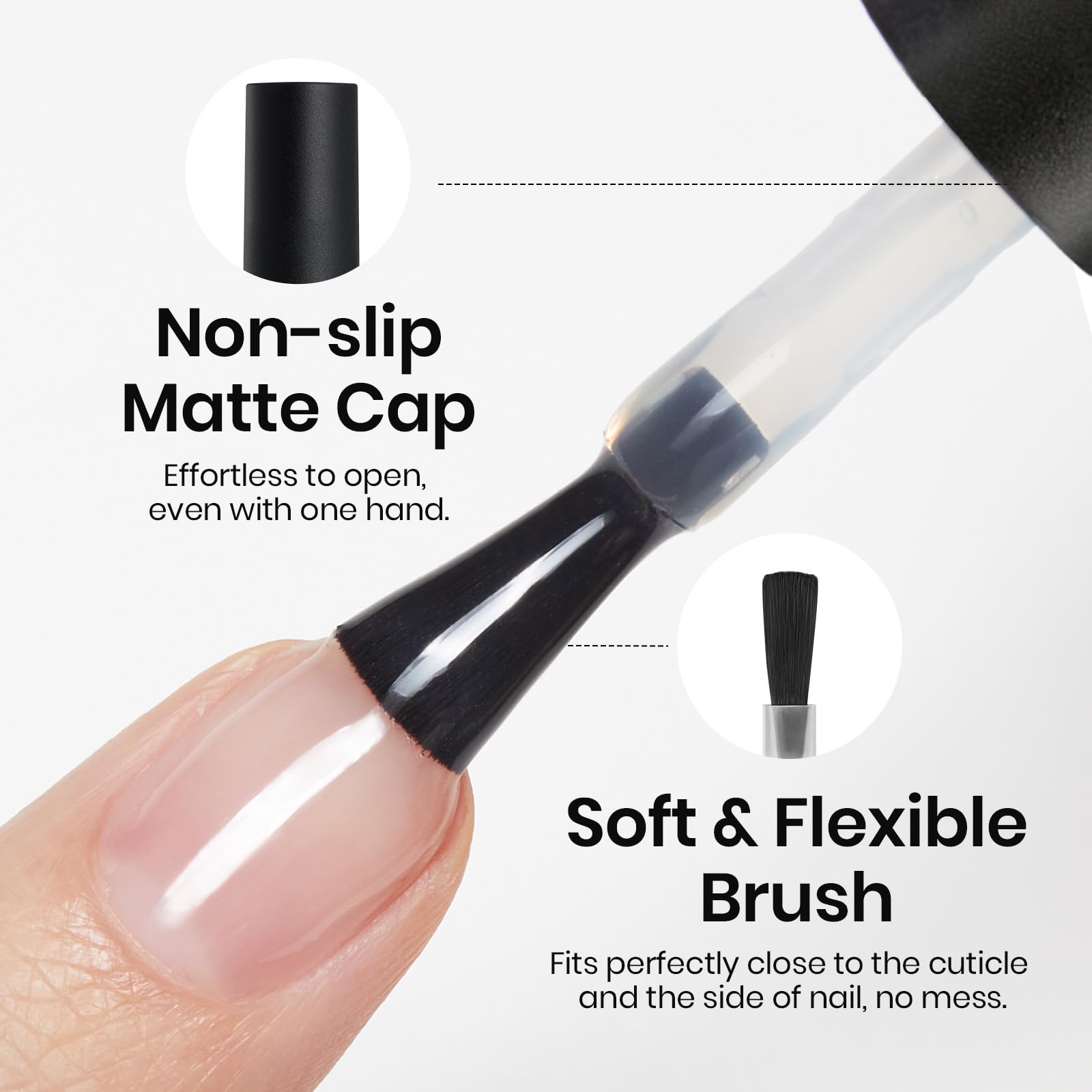Clear application of Beetles base gel on a natural nail surface