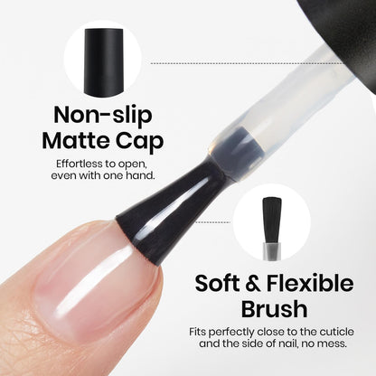 Clear application of Beetles base gel on a natural nail surface