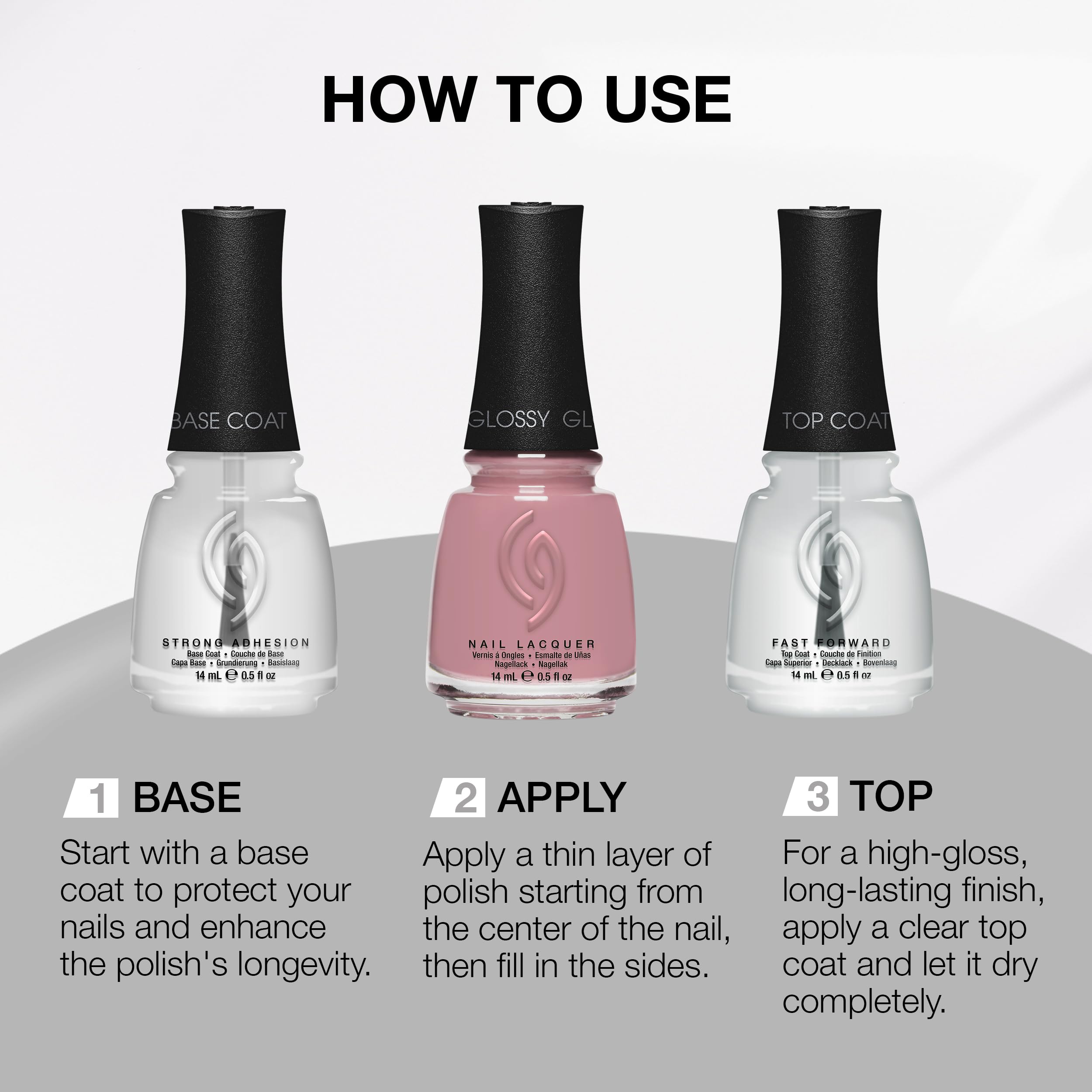 Close up look at the clear liquid texture of the hexanal infused nail treatment