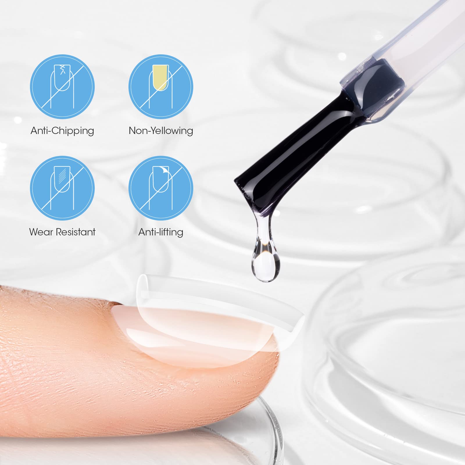 Four piece Gellen manicure kit layout displaying full step by step application process