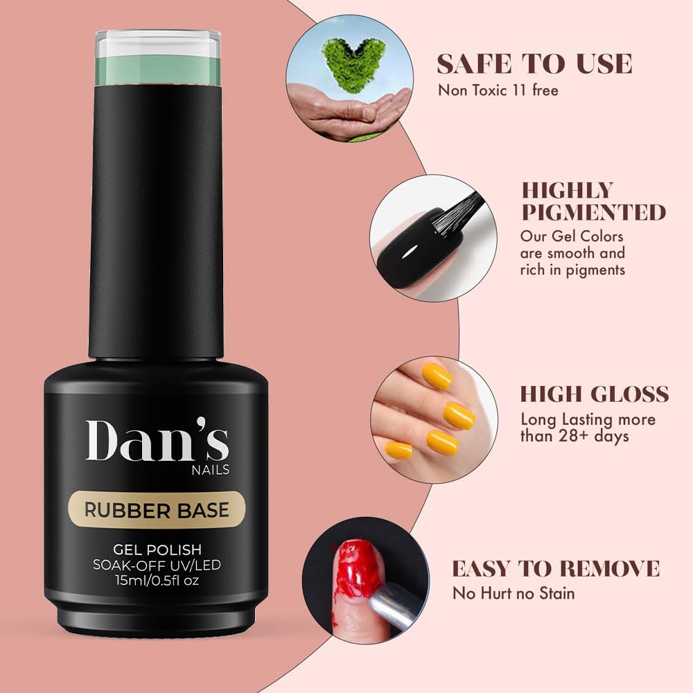 Manicure setup featuring the clear rubber base gel coat bottle alongside professional nail prepping tools.