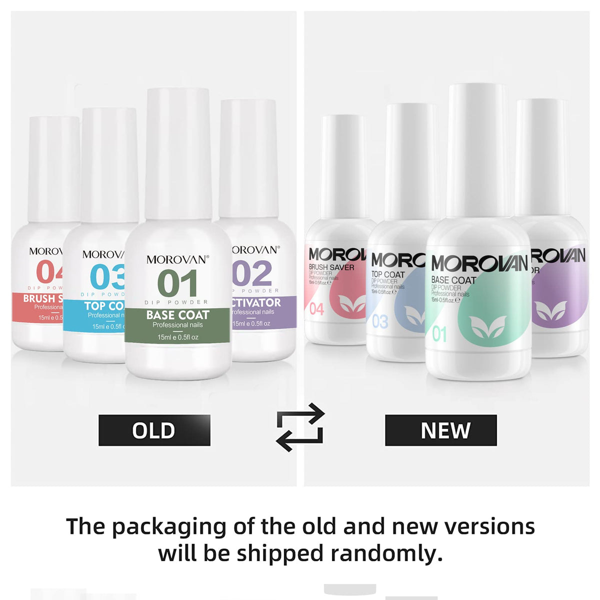 Morovan nail kit liquids arranged for manicure application