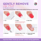Close up view of nail surface during powder lifting process