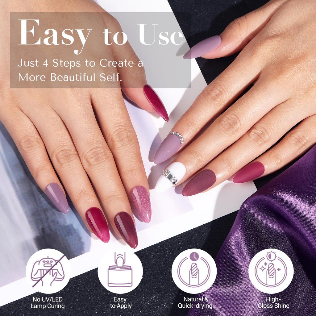 Demonstration of fall winter manicure shades on artificial nails