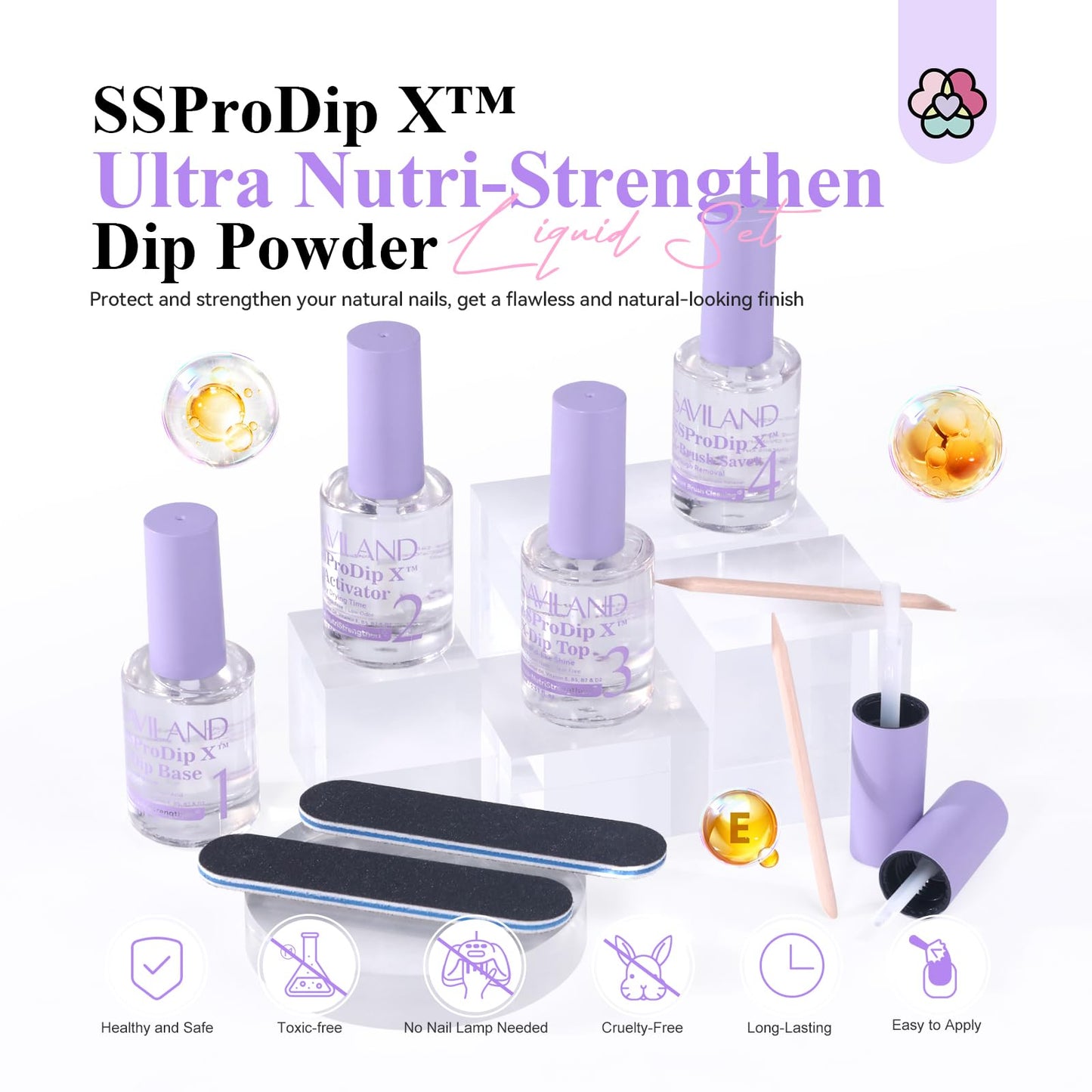 Saviland HEMA-free dipping nail liquid system essentials kit for beginners at home