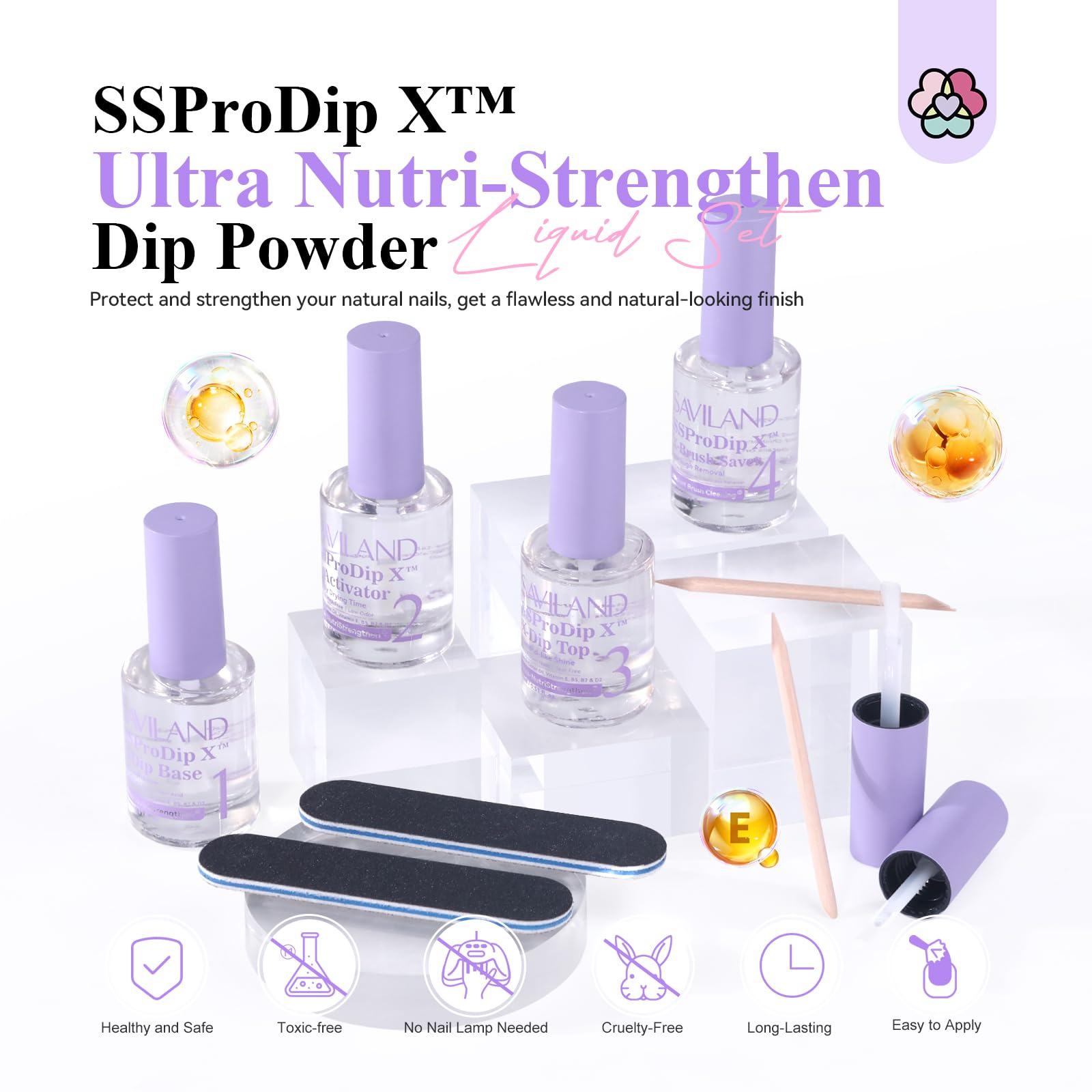 Saviland HEMA-free dipping nail liquid system essentials kit for beginners at home