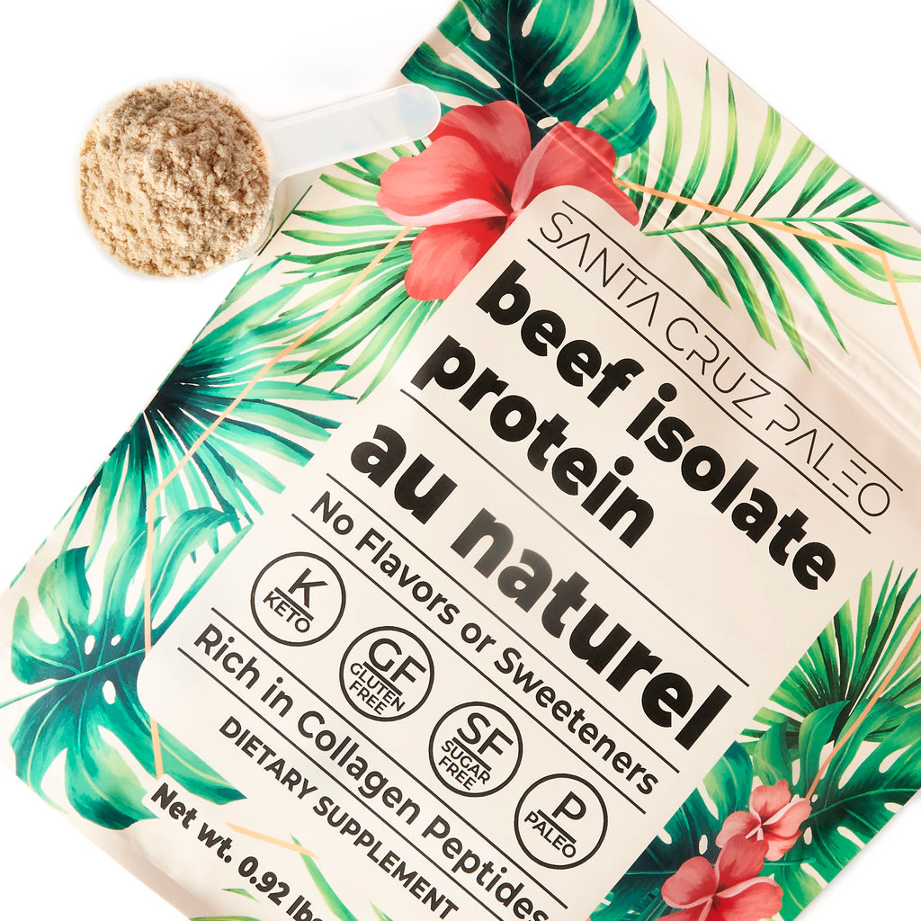 Santa Cruz Paleo Beef Isolate Protein Powder in a lifestyle setting for paleo diets