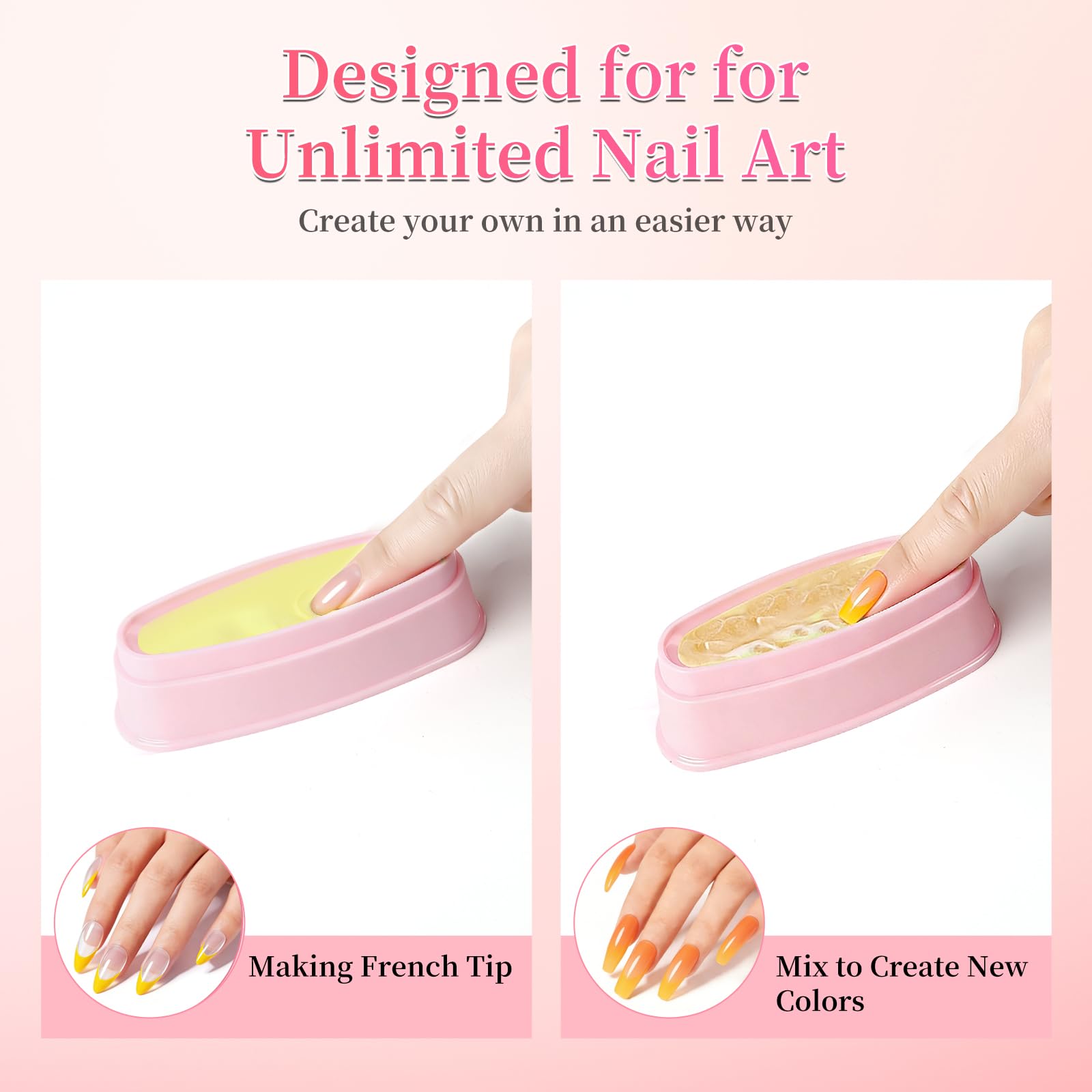 ANGNYA dual sided nail dip container showing deep smile line molding guide layout