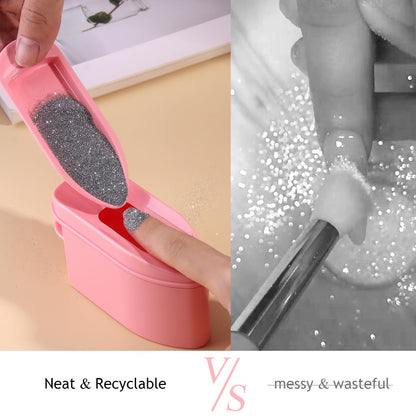 Side profile of the portable dipping powder storage box highlighting its compact and lightweight design.
