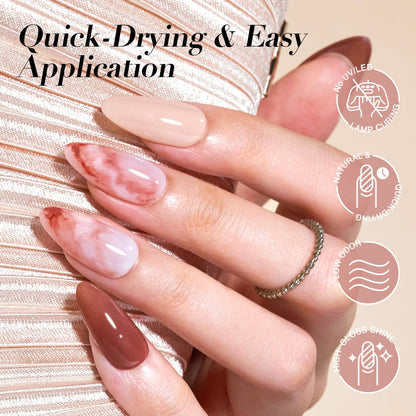AZUREBEAUTY neutral skin tone dipping powder colors applied on manicured fingertips demonstrating the natural finish.