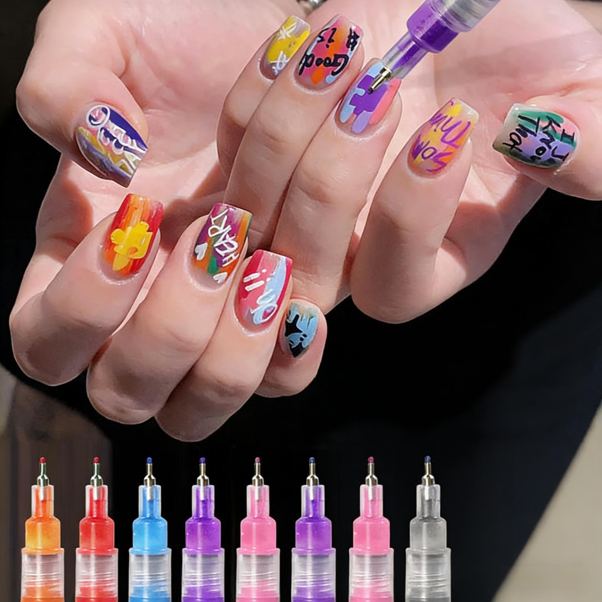 Smudge free waterproof nail polish marker pens creative graffiti design display