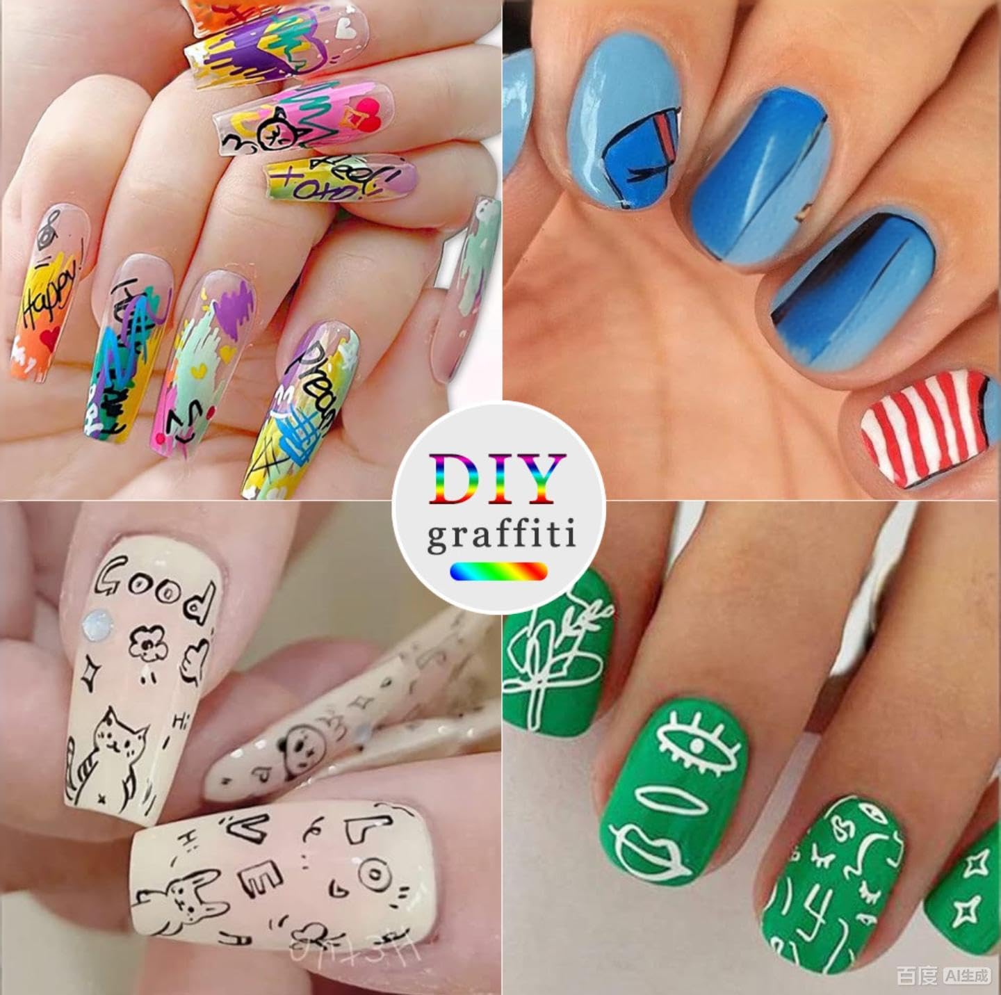 Generic brand twelve color DIY nail art kit packaging side angle view