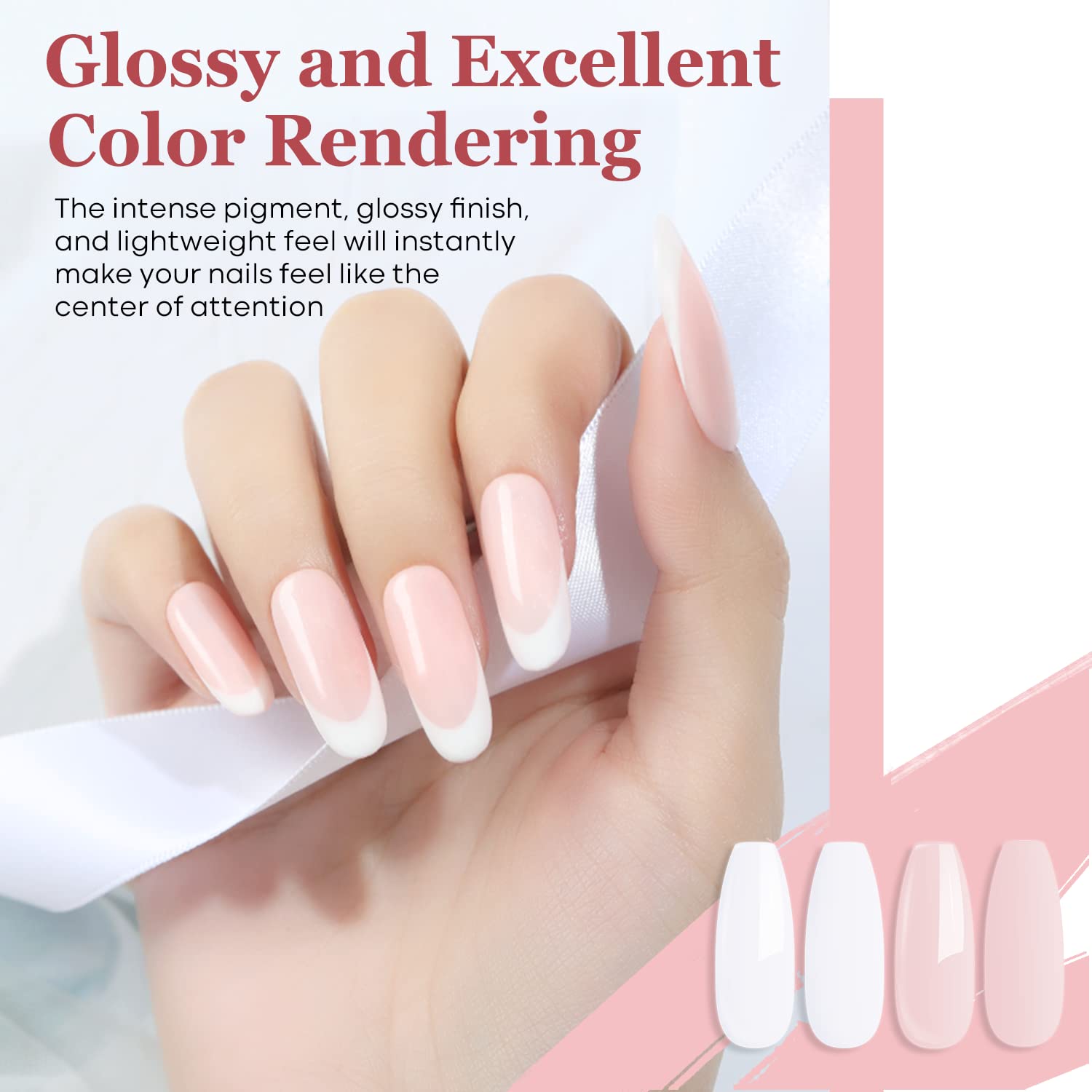 Step by step application of the acrylic dipping powder onto natural nails