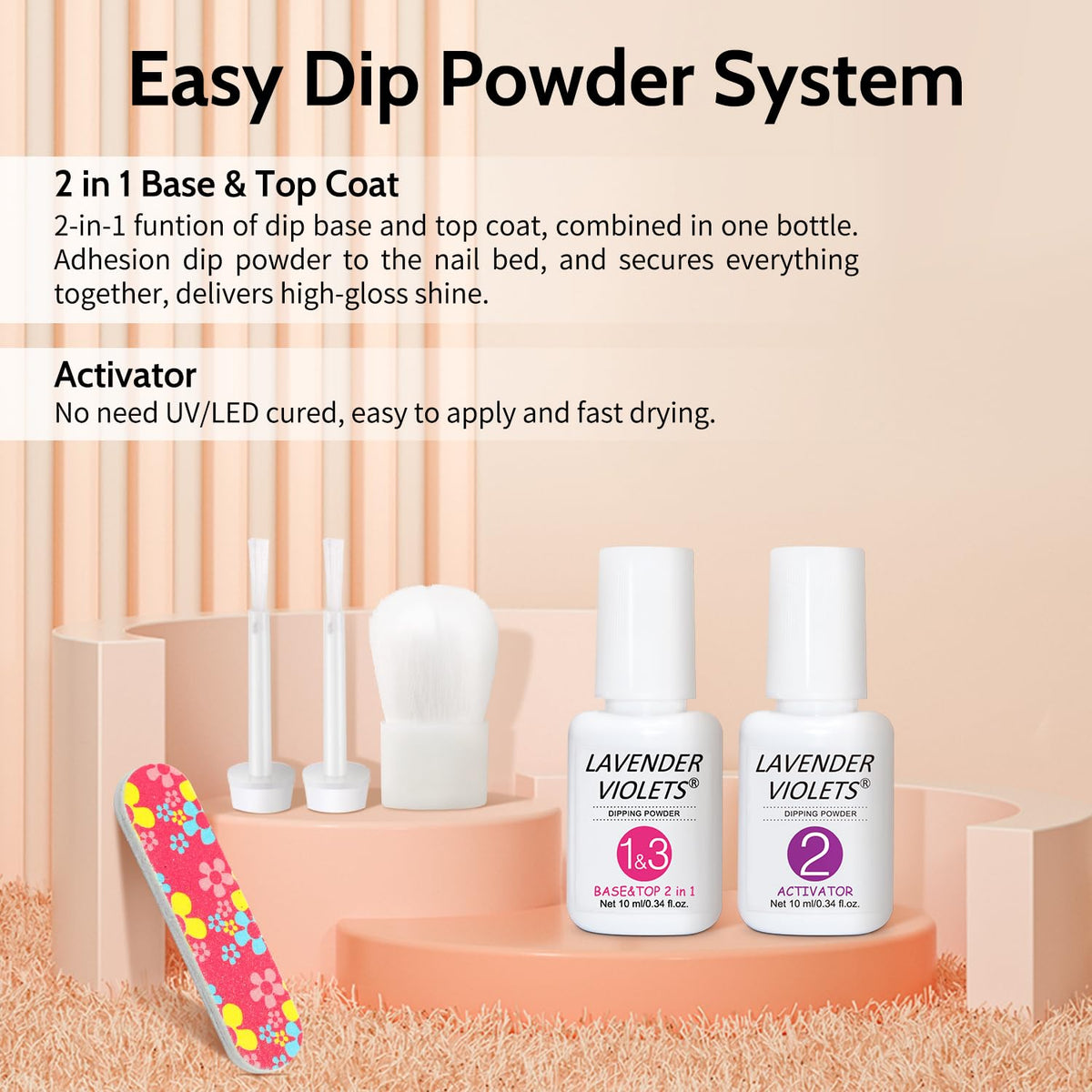 Side angle view of the complete 12 piece nail art set packaging